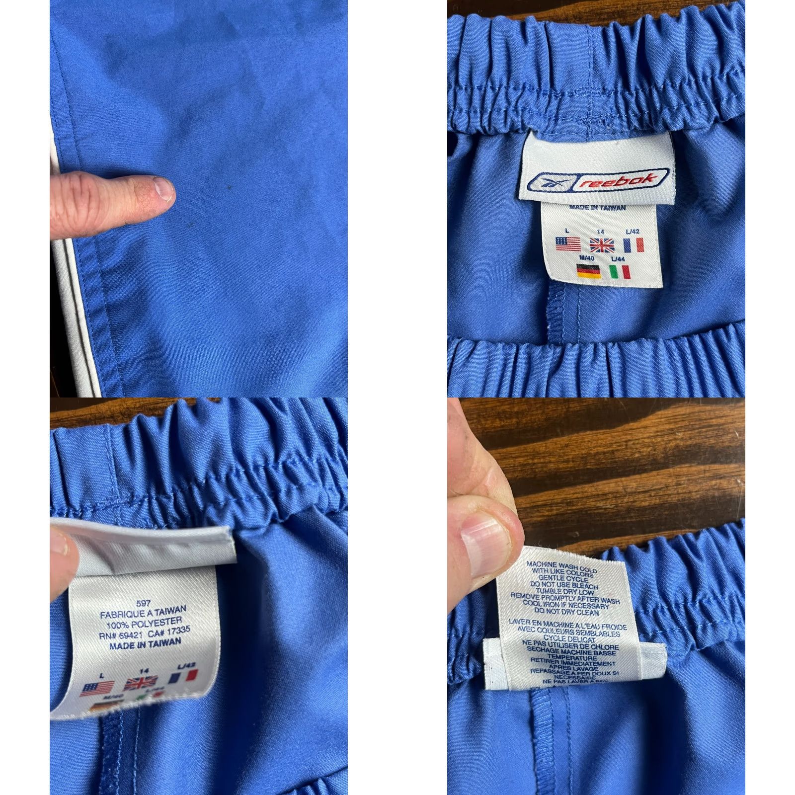 Reebok Reebok Pants Men's Large Blue Windpants Side Zip Ankle Pants Windbreaker Ankle Zip Size US 33 - 8 Thumbnail