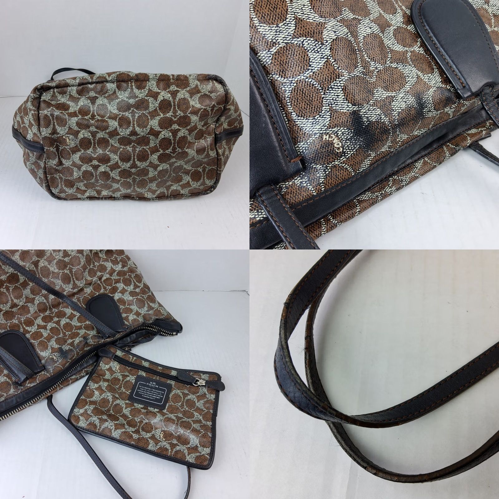 Coach Coach Taxi Zip Tote Shoulder Handbag Purse With Pouch Womens Multicolor PVC Zip Closure 16.5x10x8 Size ONE SIZE - 8 Thumbnail