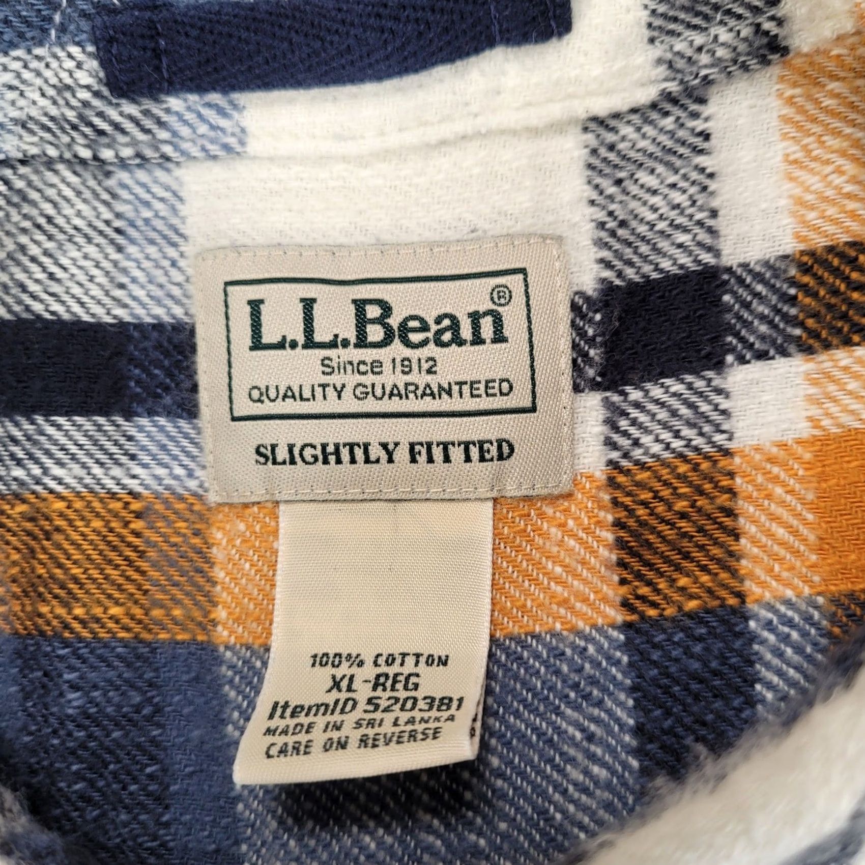 Vintage LL Bean Mens XL Blue Orange Plaid Flannel Shirt Cotton Slightly Fitted Size US XL / EU 56 / 4 - 3 Thumbnail