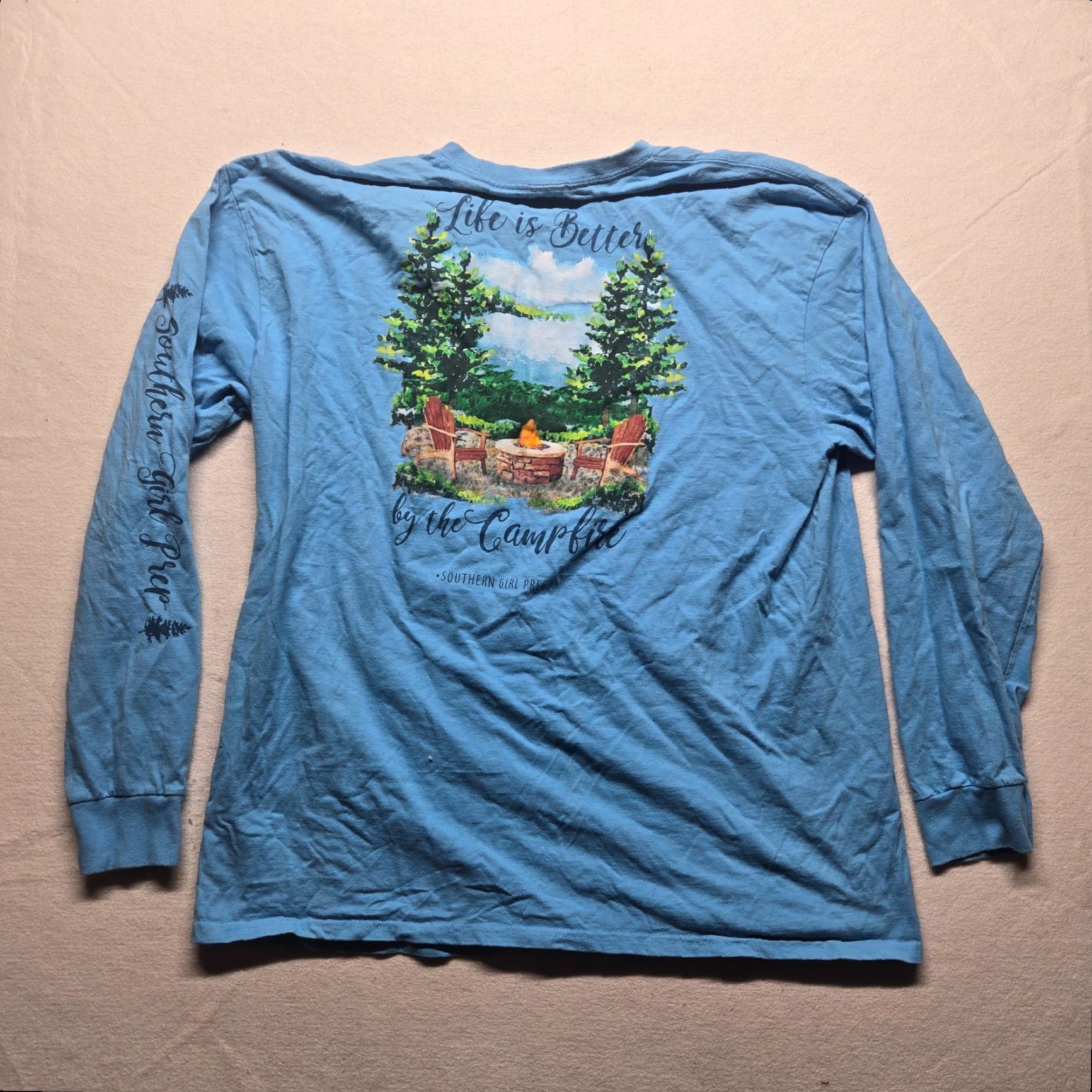 Vintage VINTAGE Southern Girl Prep "Life Is Better By the Campfire" Long Sleeve T-Shirt Women 2XL Blue Cotton Camping Size XXL / US 16-18 / IT 52-54 - 6 Thumbnail