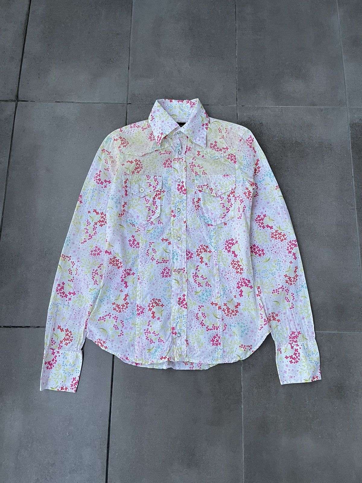 Dsquared2 Dsquared2 Flower All Over Print White Button Up Shirt Size M / US 6-8 / IT 42-44 - 1 Thumbnail