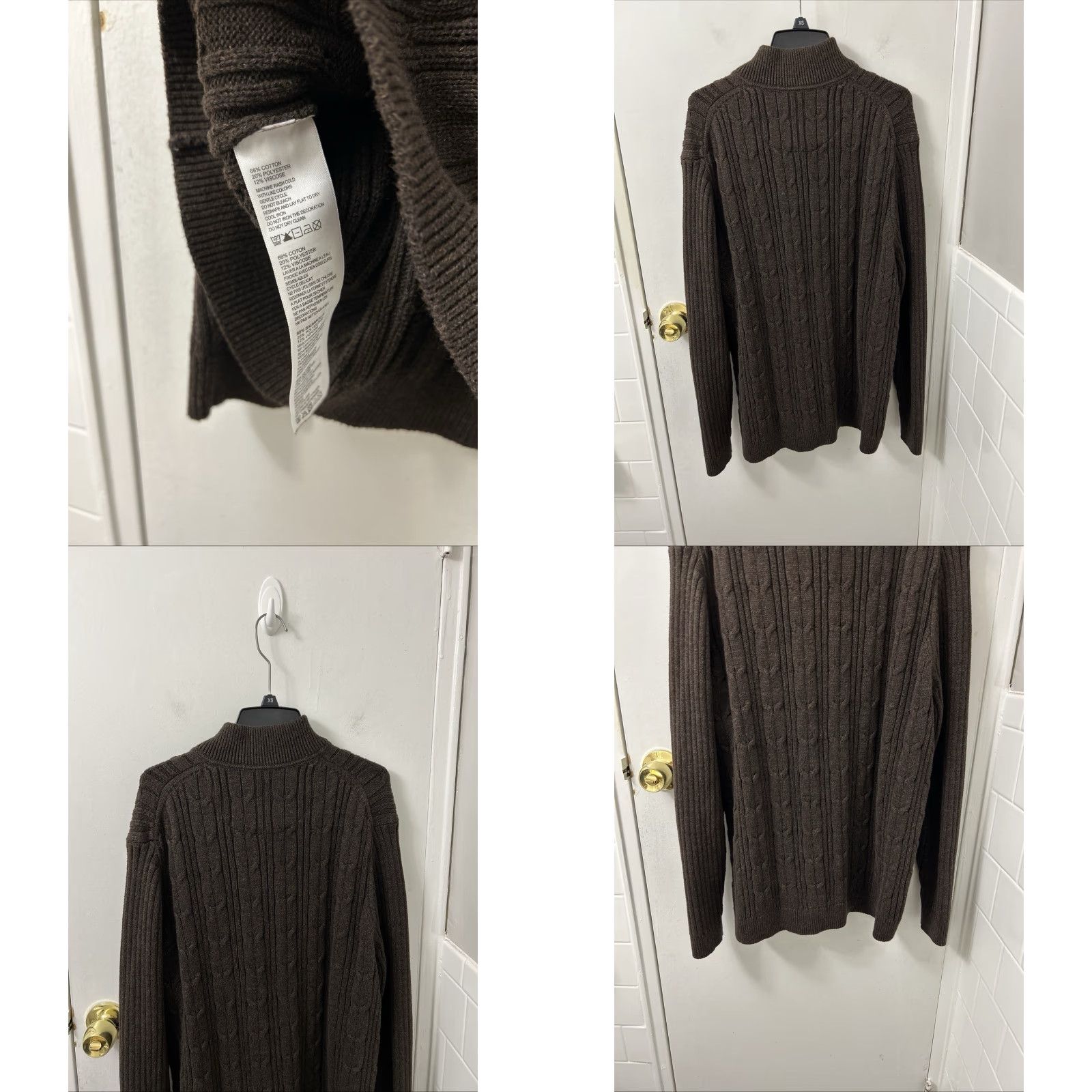 Tommy Bahama Tommy Bahama 1/4 Zip Mens XL Brown Cable-Knit Pullover Sweater Long Sleeve Size US XL / EU 56 / 4 - 8 Thumbnail