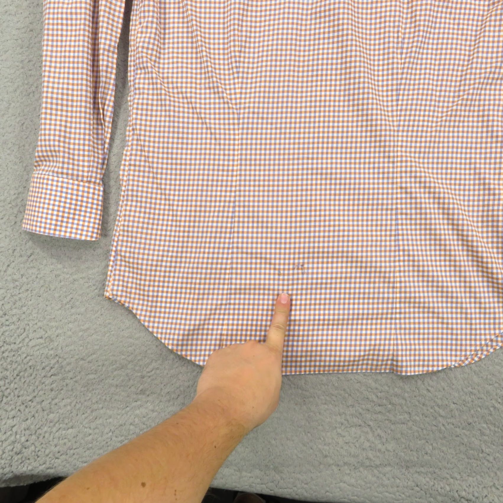 Canali Canali 1934 Shirt Men 16 Orange White Gingham Long Sleeve Button Up Plaid Size US L / EU 52-54 / 3 - 4 Thumbnail