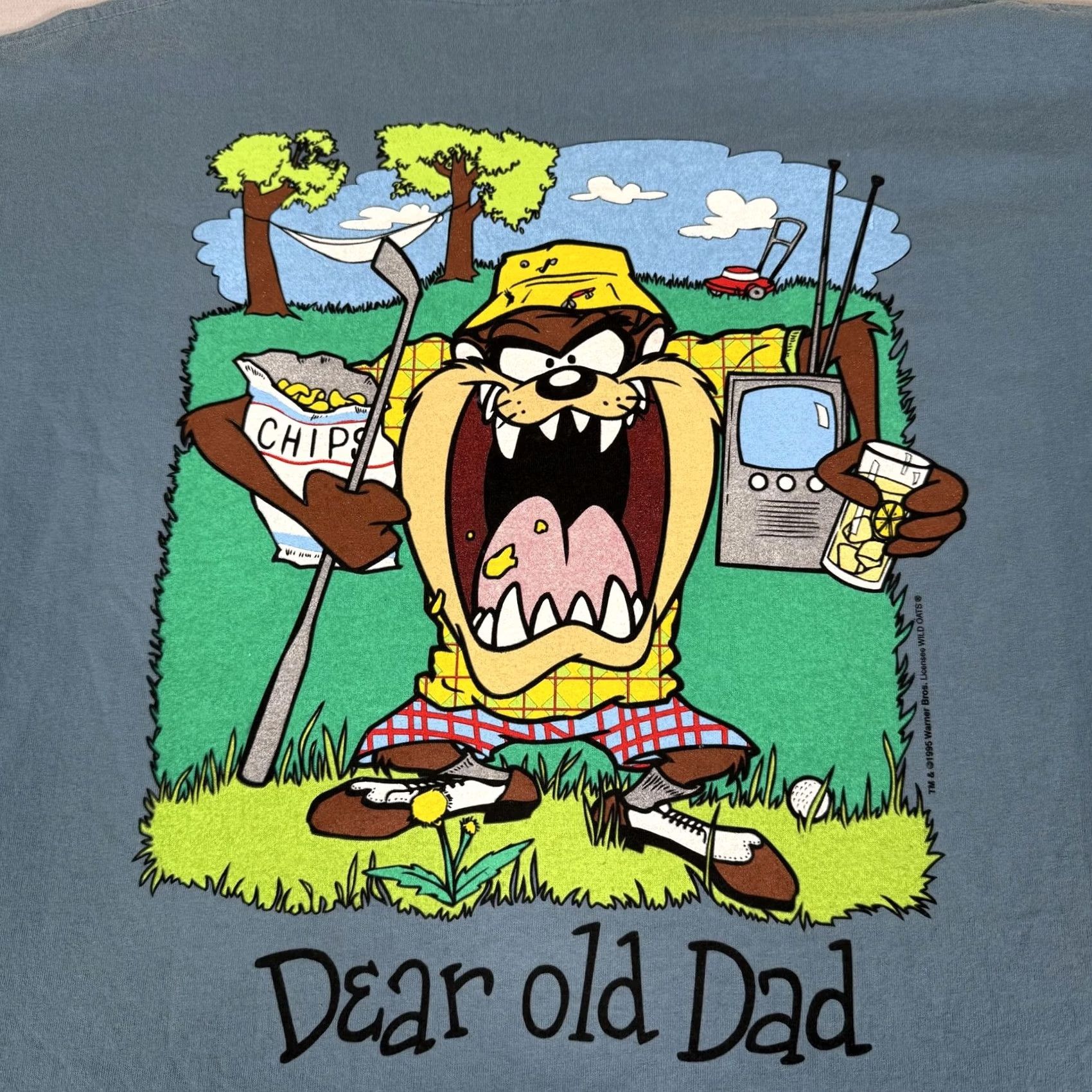 TEE JAYS VINTAGE Tee-Jays Looney Tunes Tasmanian Devil Dear Old Dad golf graphic T-shirt Mens XL Blue US Size US XL / EU 56 / 4 - 3 Thumbnail