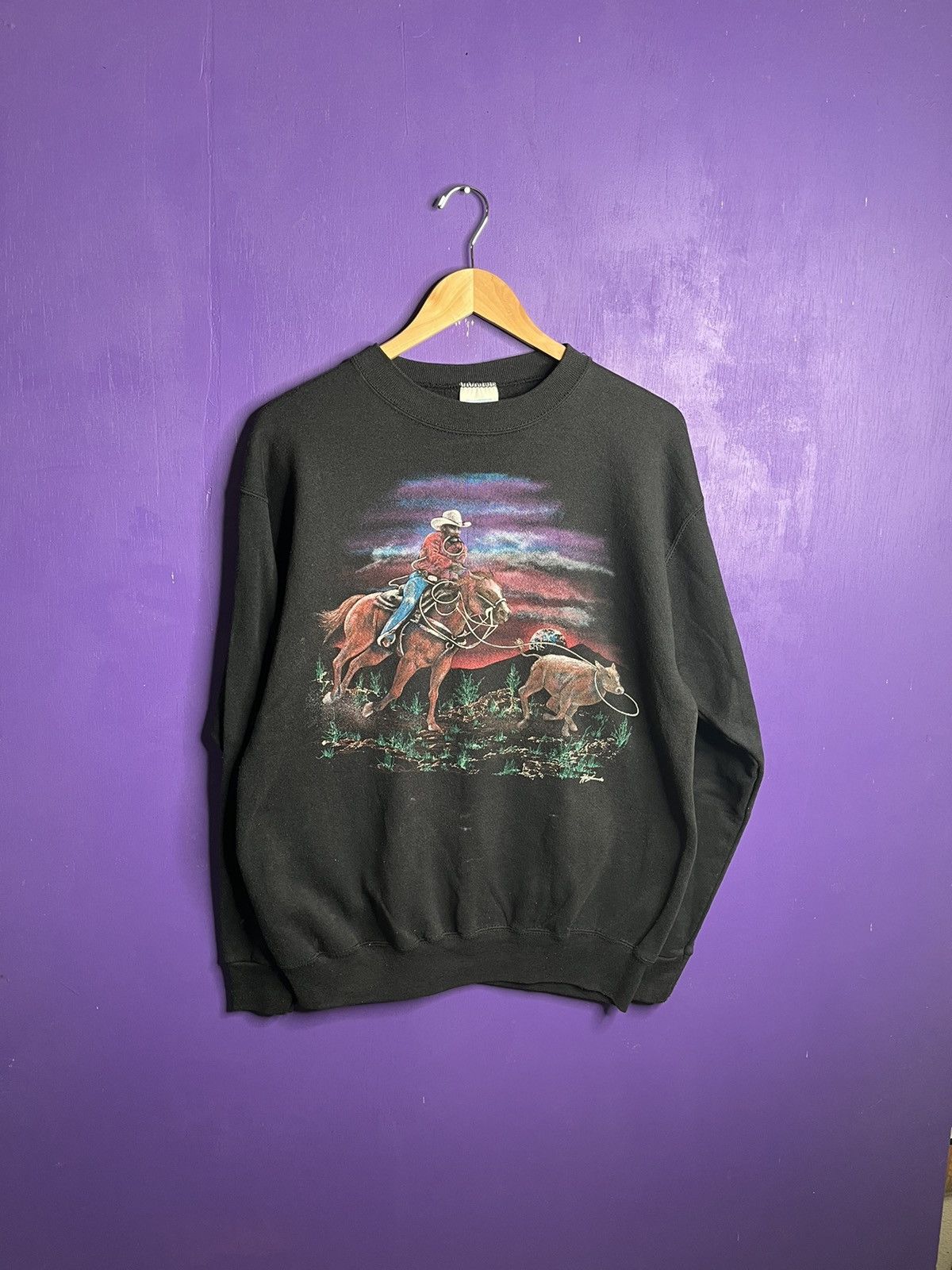 Vintage Vintage 90s Western cowroper rodeo sweatshirt Size US L / EU 52-54 / 3 - 1 Thumbnail