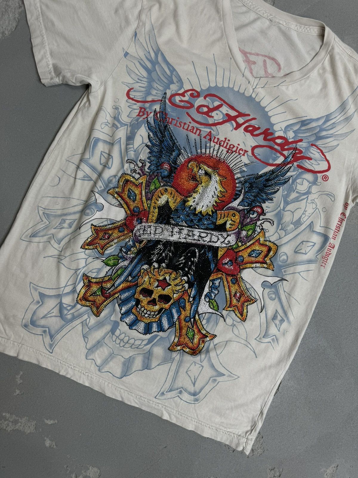 Ed Hardy By Christian Audigier T-Shirt Y2K Overprint Japan