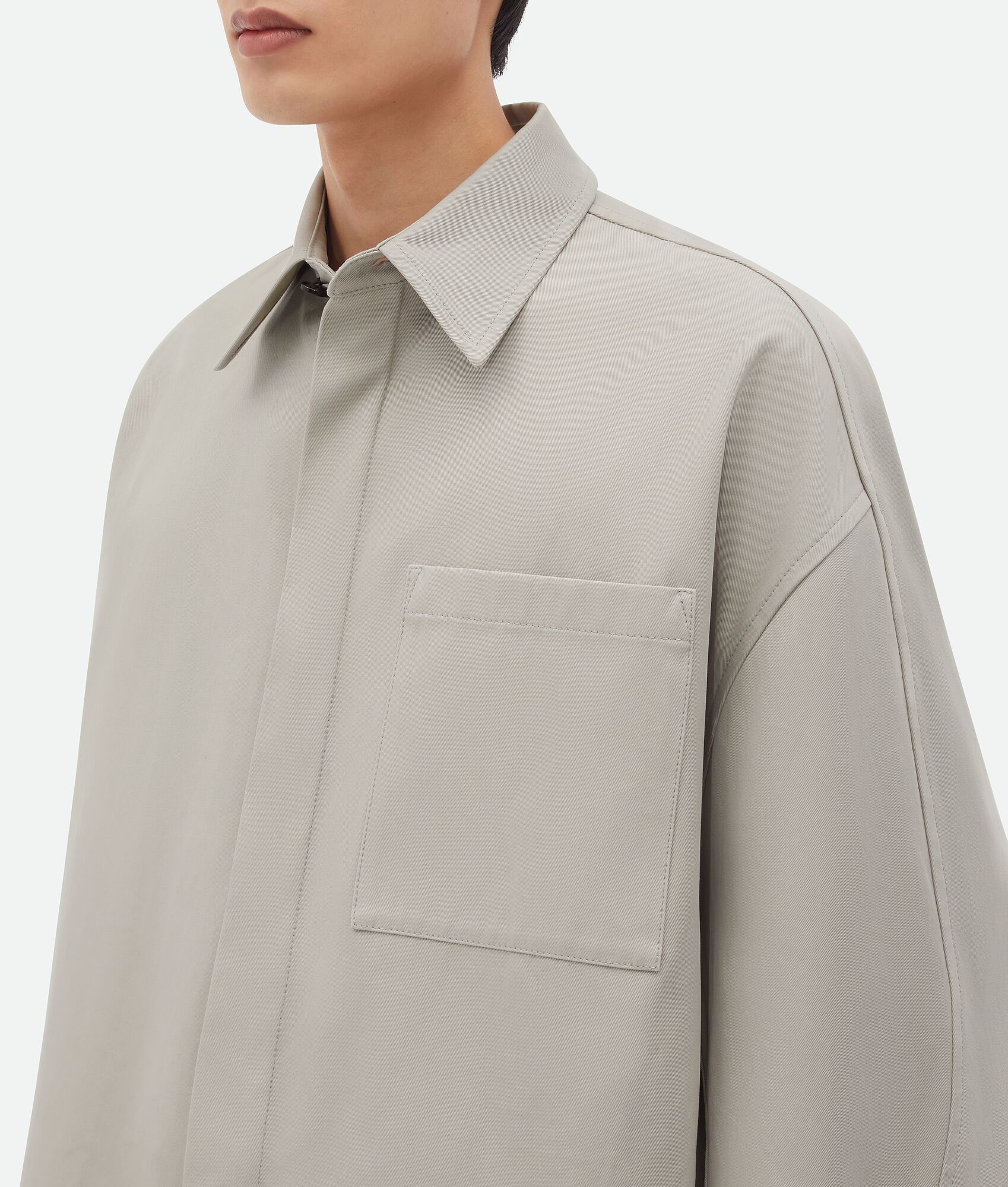 Bottega Veneta o1bcso1str0925 Cotton Twill Overshirt in Agate Grey Size US L / EU 52-54 / 3 - 4 Thumbnail
