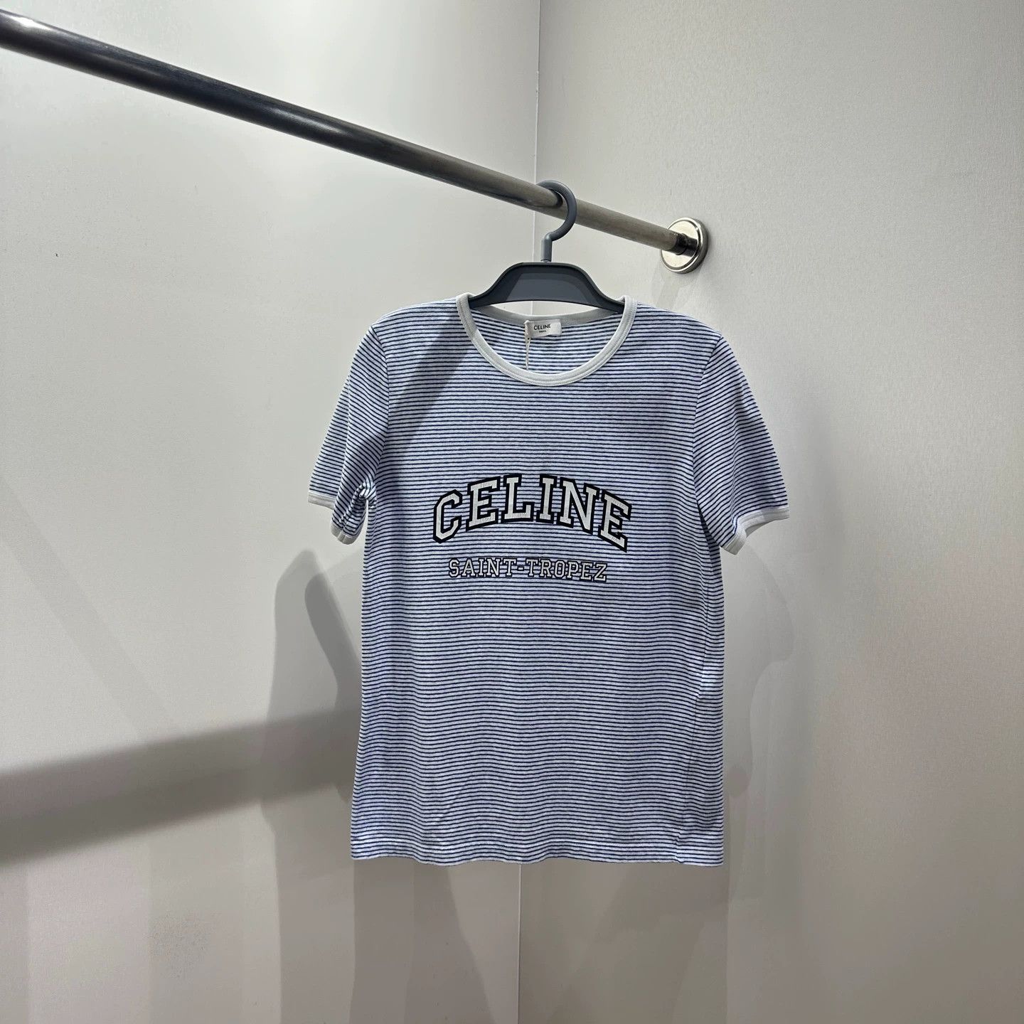 Celine Celine stripe logo colorblocked short sleeve Tee XS Size XS / US 0-2 / IT 36-38 - 1 Thumbnail
