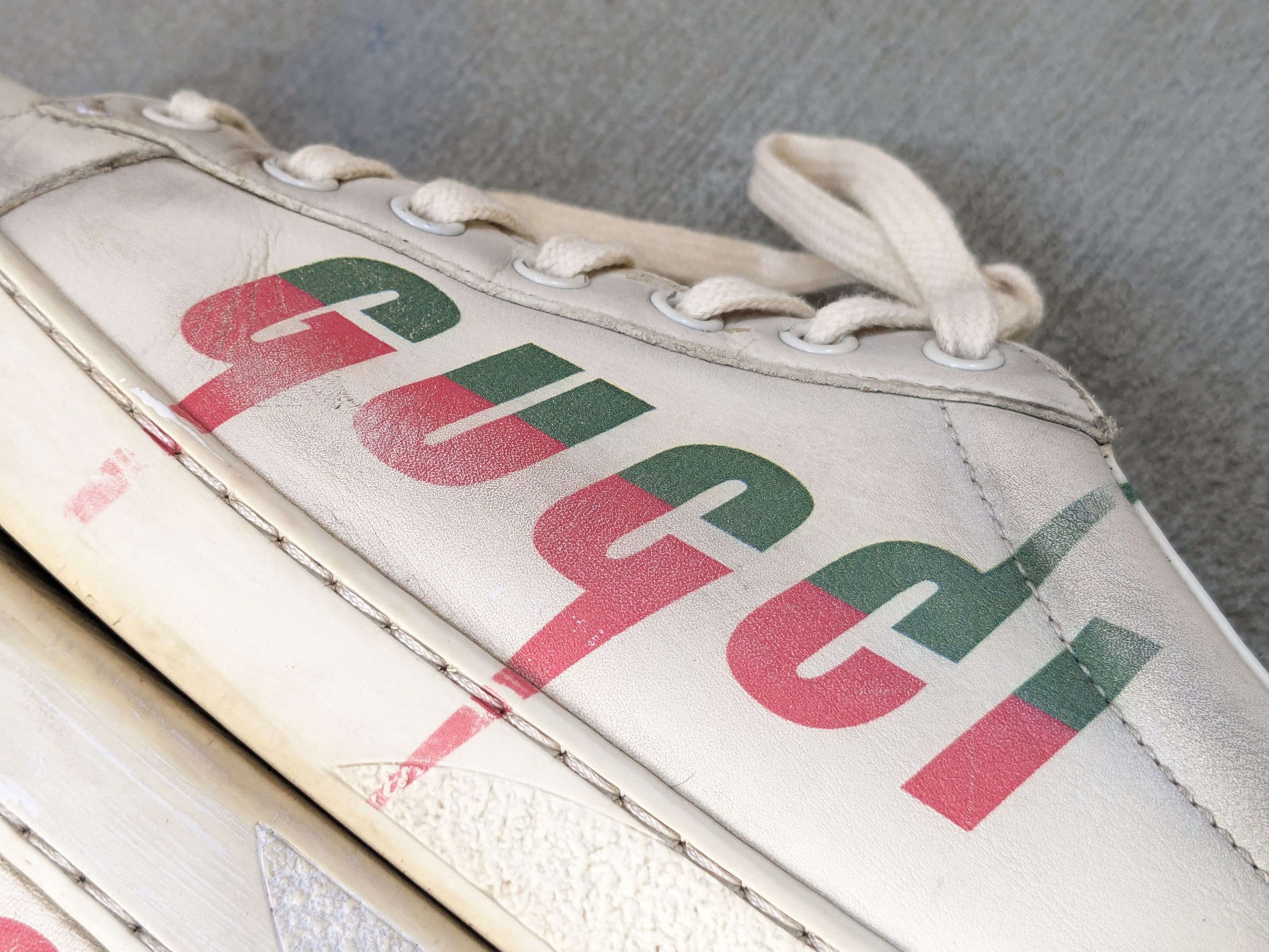 Gucci Gucci Ace Sneakers White 9 Distressed Low Tops Leather Size US 9 / EU 42 - 11 Thumbnail