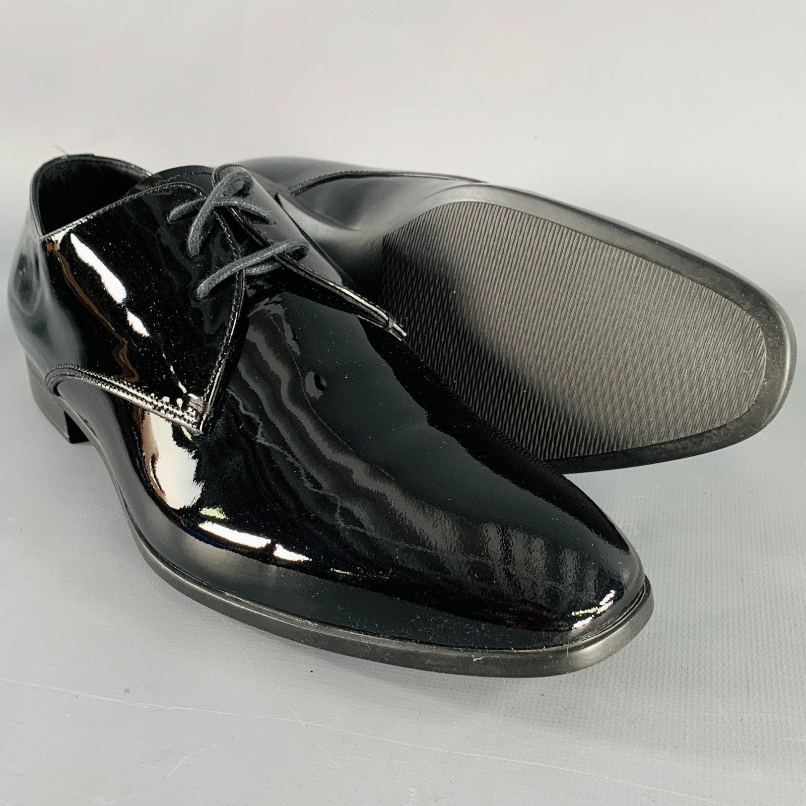 Giorgio Armani Size 6 Black Patent Leather Derby Lace-Up Shoes Size US 6 / EU 39 - 5 Thumbnail