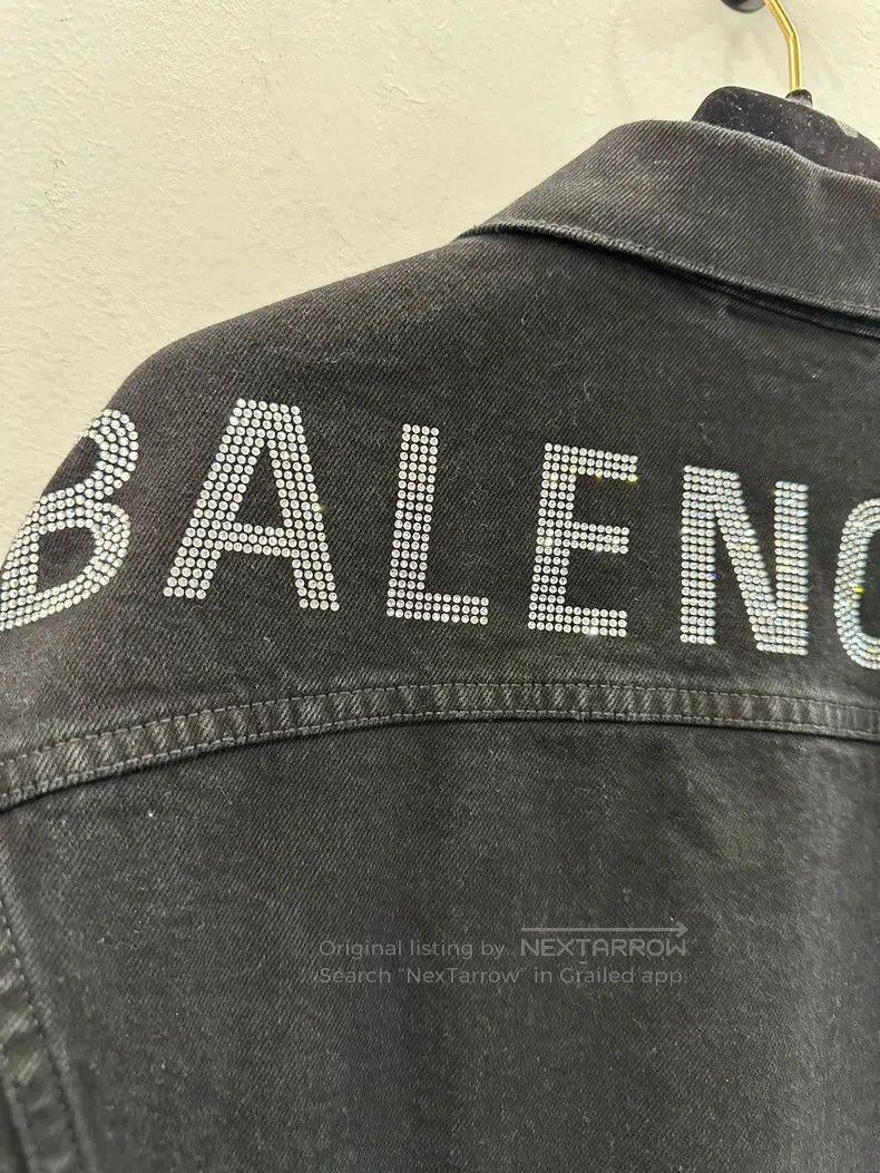 Balenciaga Balenciaga Back Diamond Letter Logo Black Denim Jacket Size XXS / US 00 / IT 34 - 4 Thumbnail