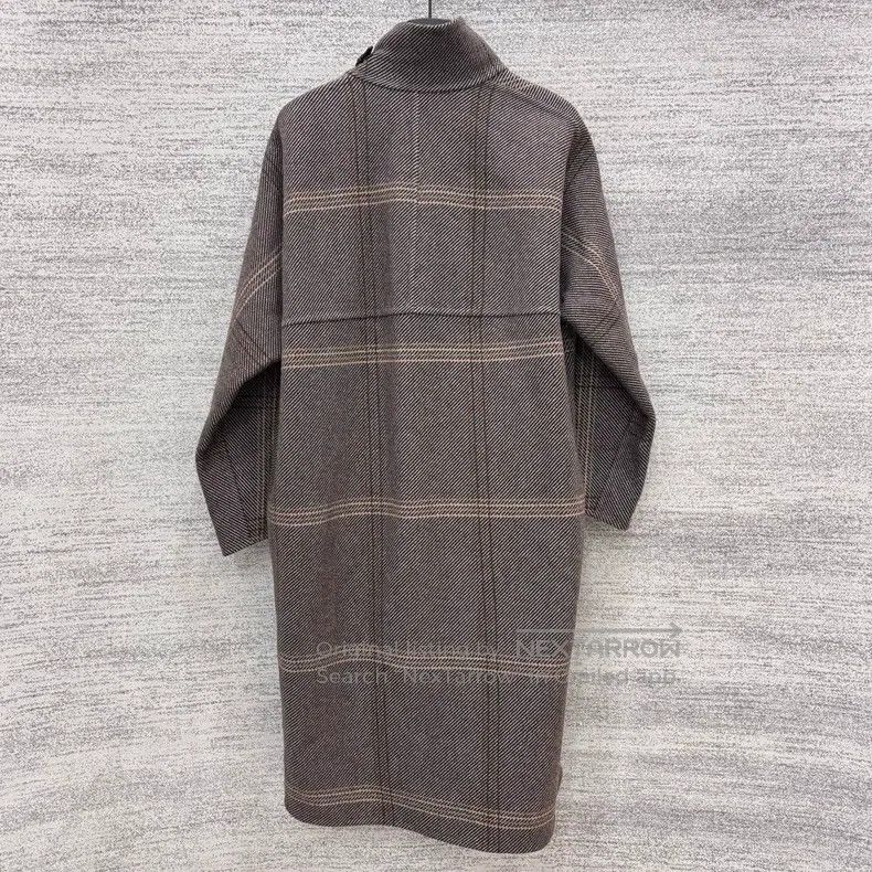Hermes Hermes Plaid Single Breasted High Collar Long Sleeve Coat Size XXS / US 00 / IT 34 - 4 Thumbnail