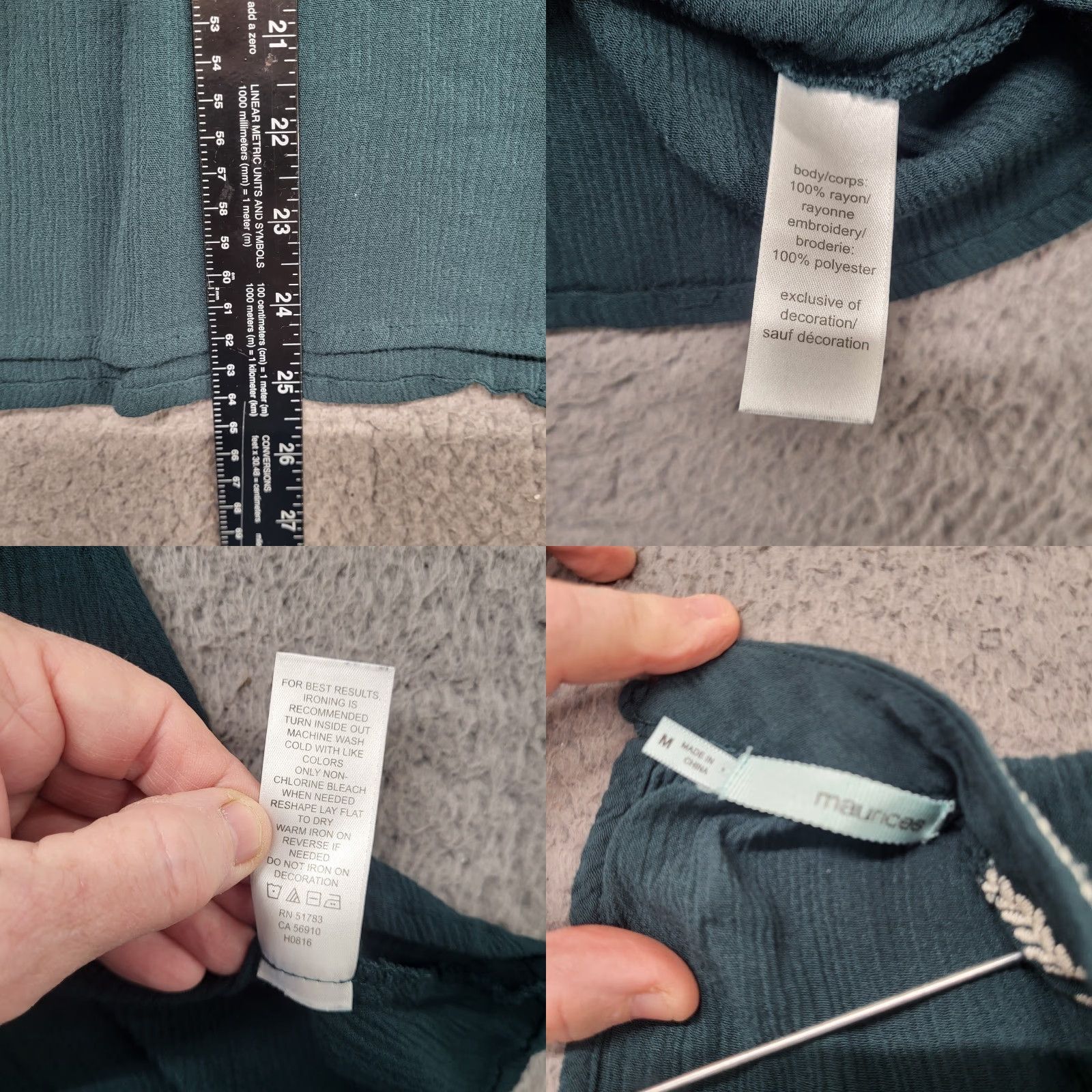 Vintage Maurices Blouse Women's Size M Green Cold Shoulder Embroidered Gauzy Rayon Top Size M / US 6-8 / IT 42-44 - 8 Thumbnail