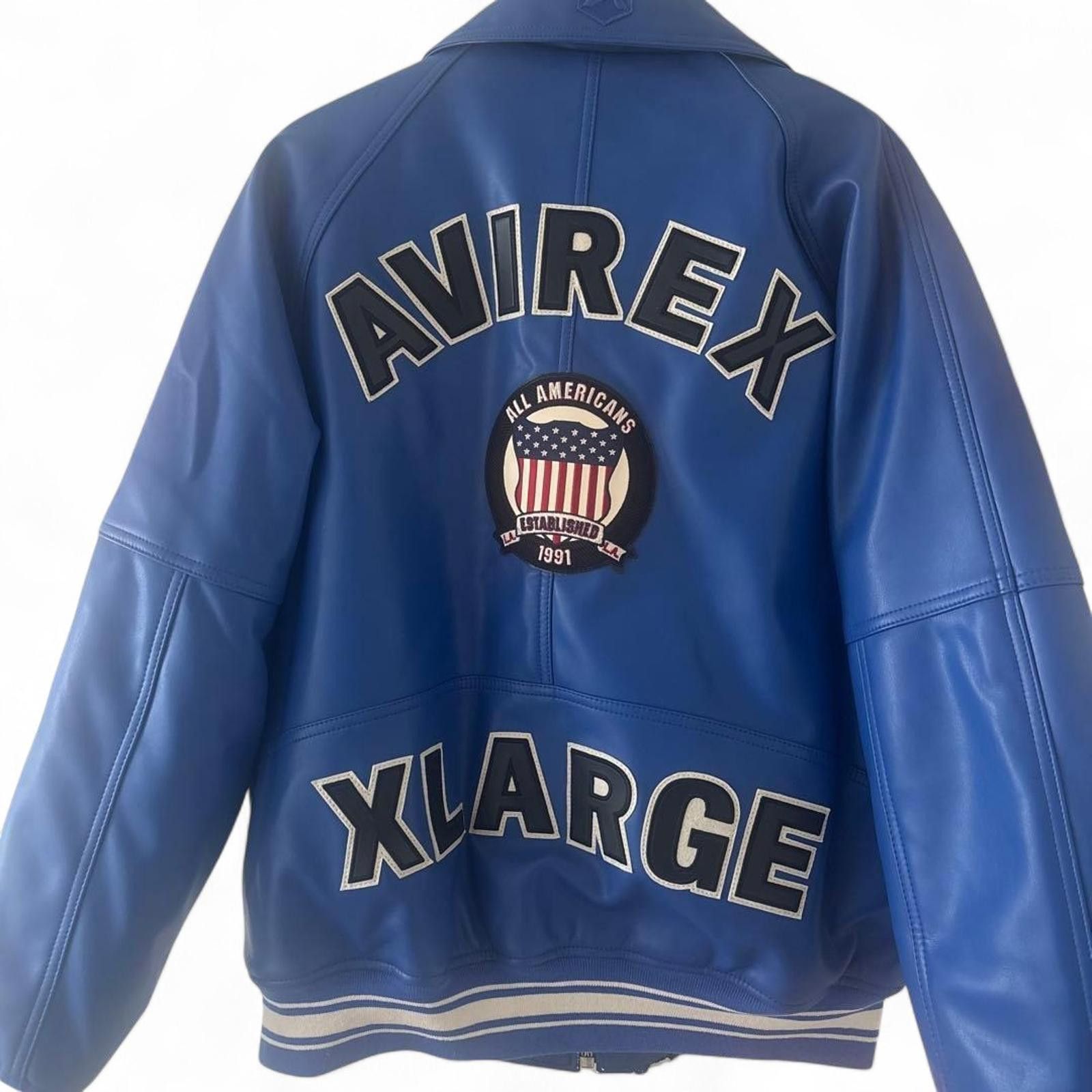 Avirex Avirex - Men's Blue Varsity Jacket with Zipper and Pockets Size US L / EU 52-54 / 3 - 4 Thumbnail
