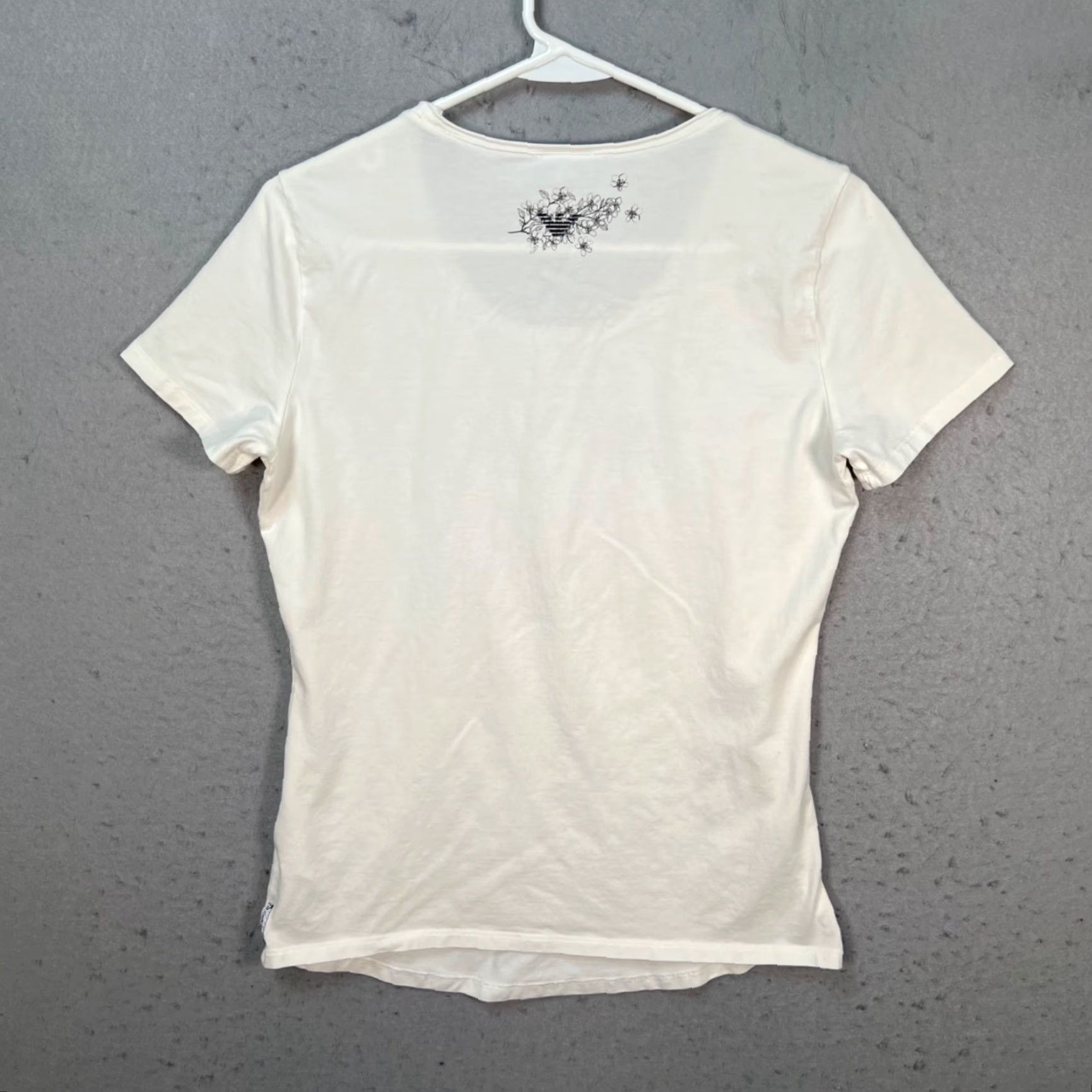 Vintage Armani Jeans Womens T-Shirt White Mela Mon Amour Graphic Tee Size L Size L / US 10 / IT 46 - 2 Thumbnail