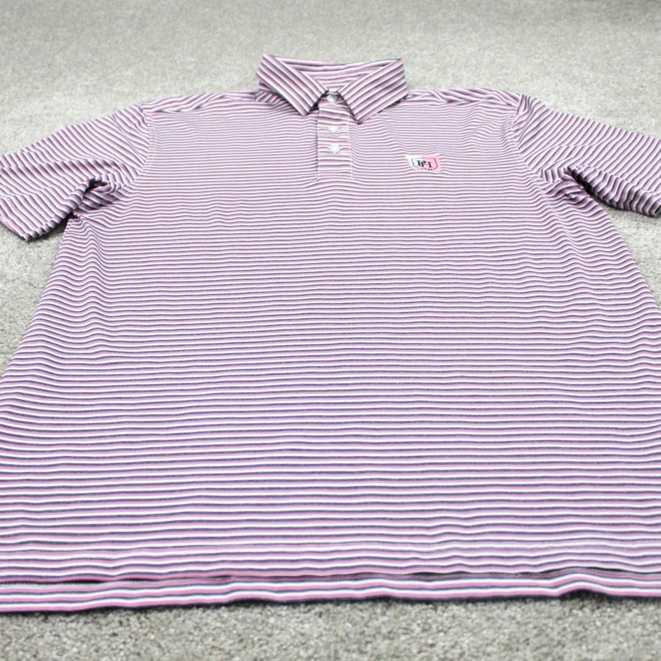 Vintage Straight Down Polo Shirt Mens Medium Pink/Blue Nylon/Polyamid-Polyester Stretch Polo Shirt Mens M Pink/Blue Solid Short Sleeve Golf Logo 90s? Size US M / EU 48-50 / 2 - 2 Thumbnail