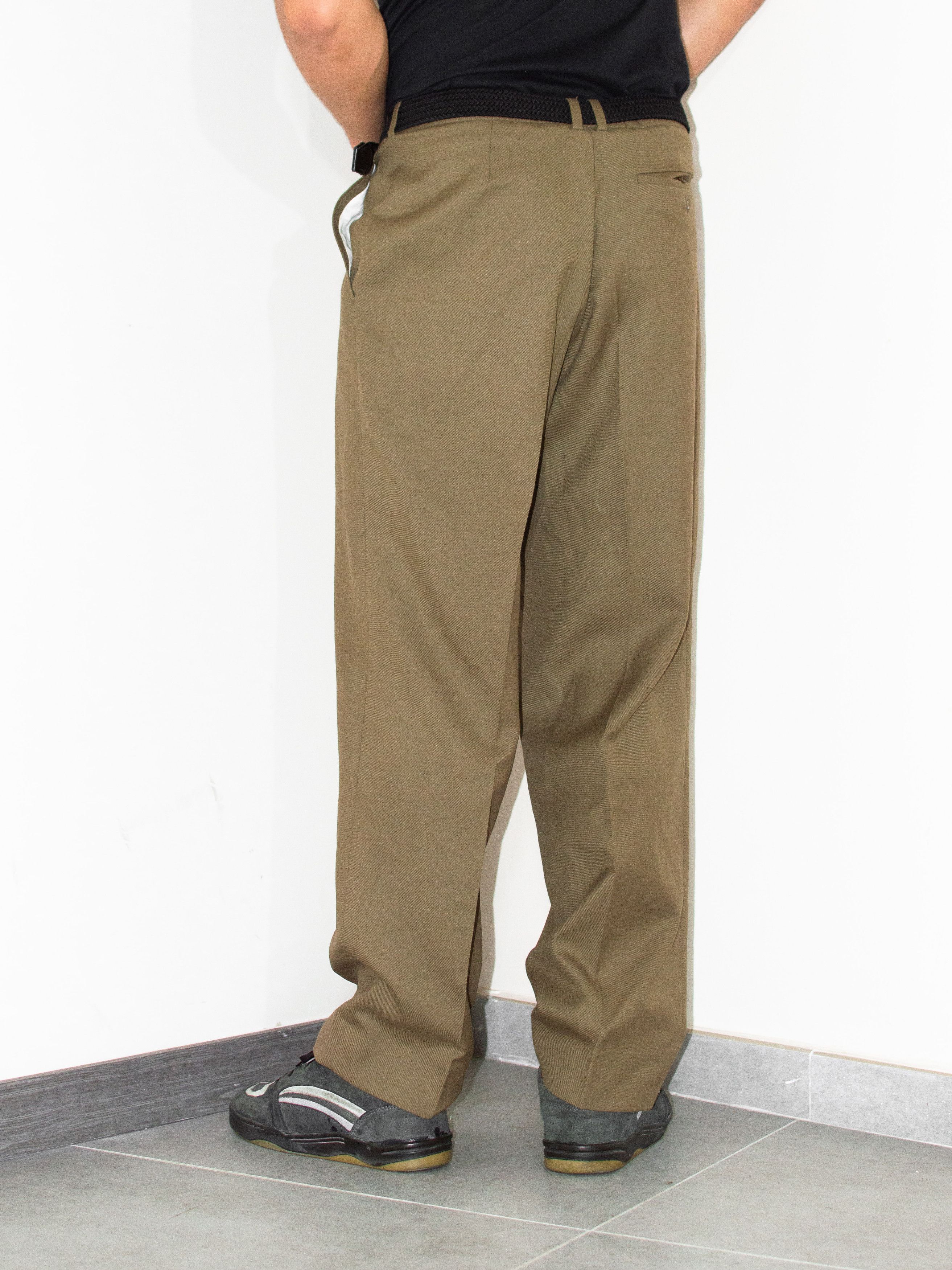 Burberry × Designer × Vintage 90s Burberry Khaki Brown Relaxed Straight Pleated Trousers Size US 36 / EU 52 - 3 Thumbnail