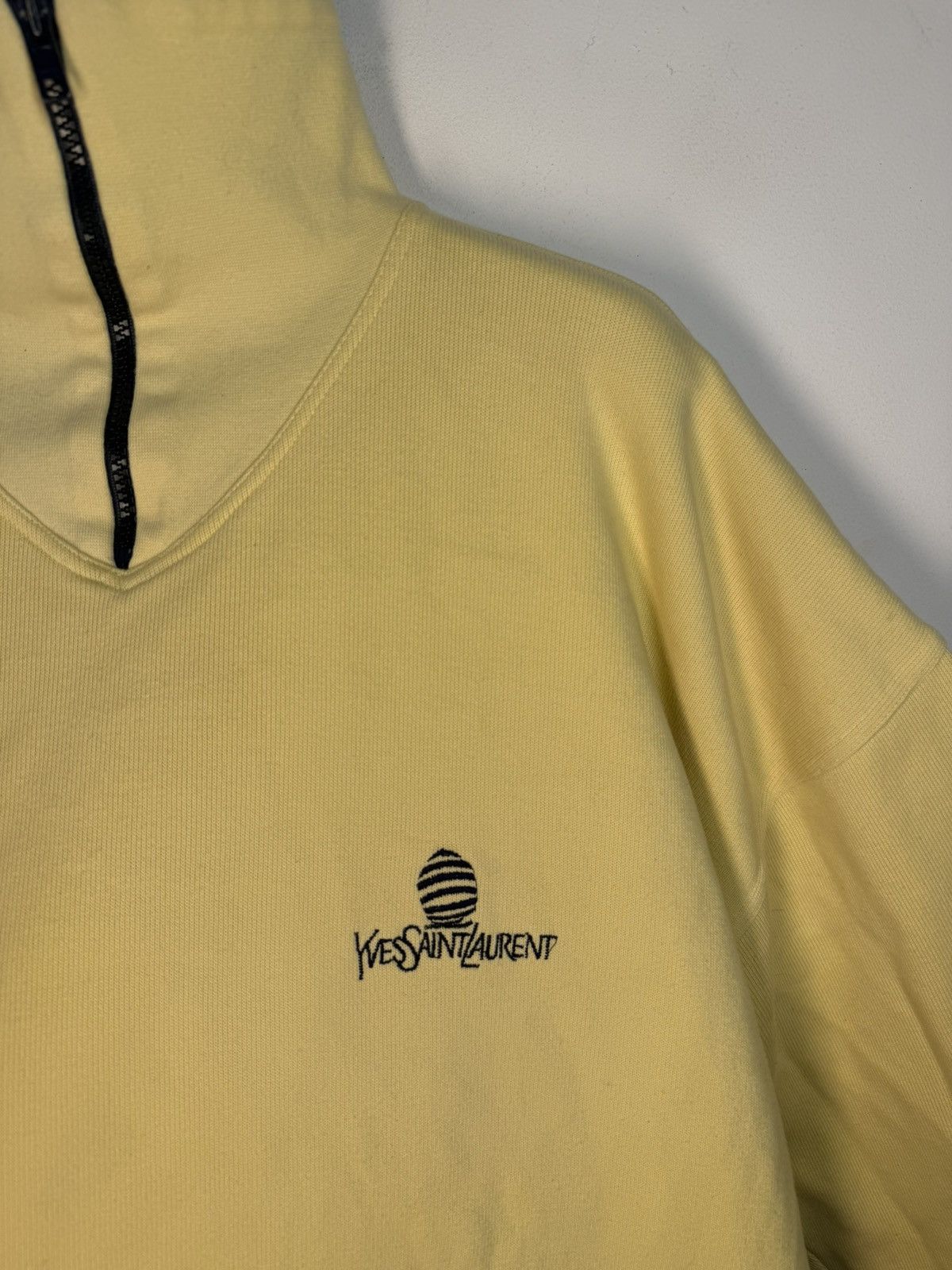 90s Yellow YSL Sweatshirt 1/4 Quarter Zip Vintage Old Money