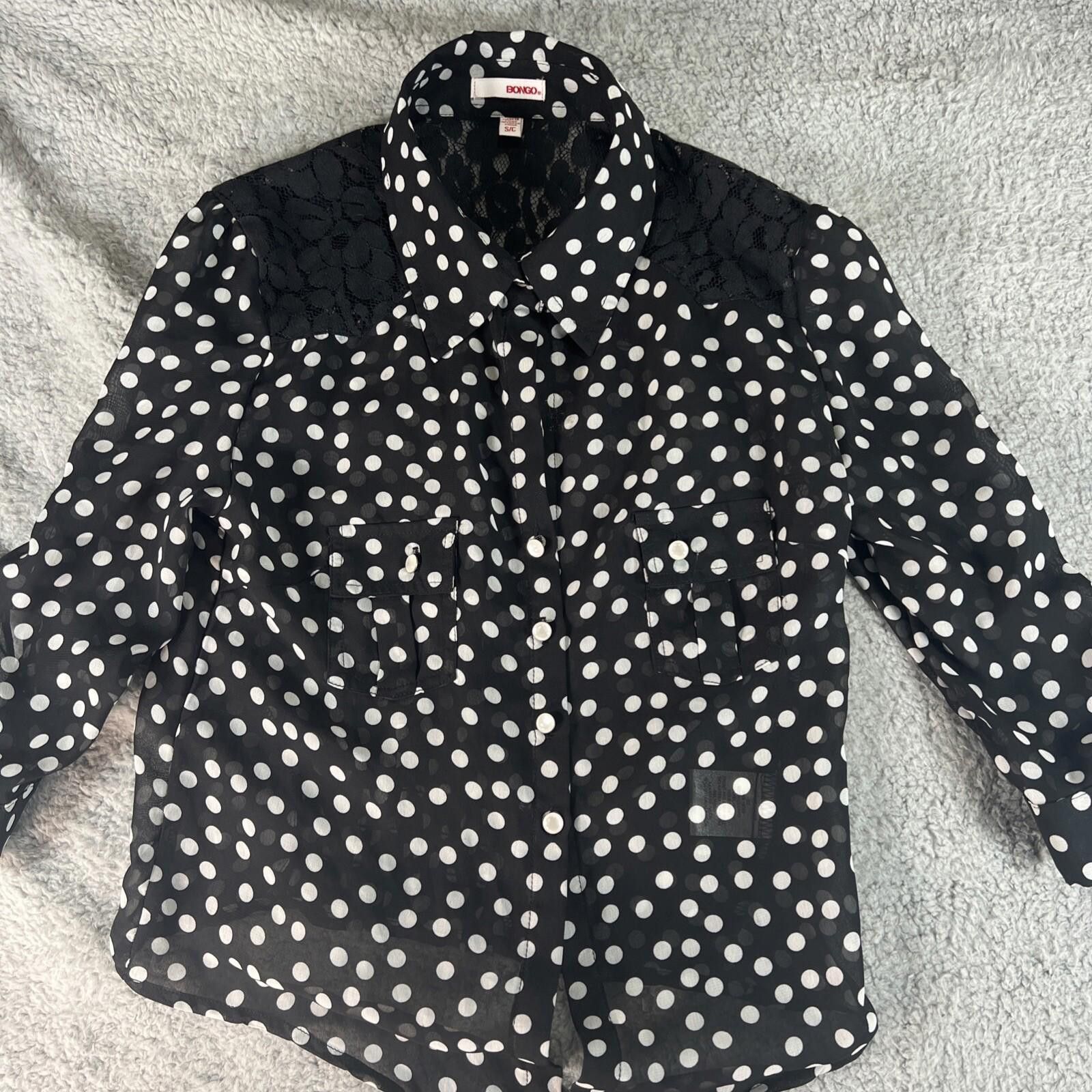 Bonobos Bongo Sheer Black White Women Blouse Top Small Black Y2K 90 Size S / US 4 / IT 40 - 2 Thumbnail