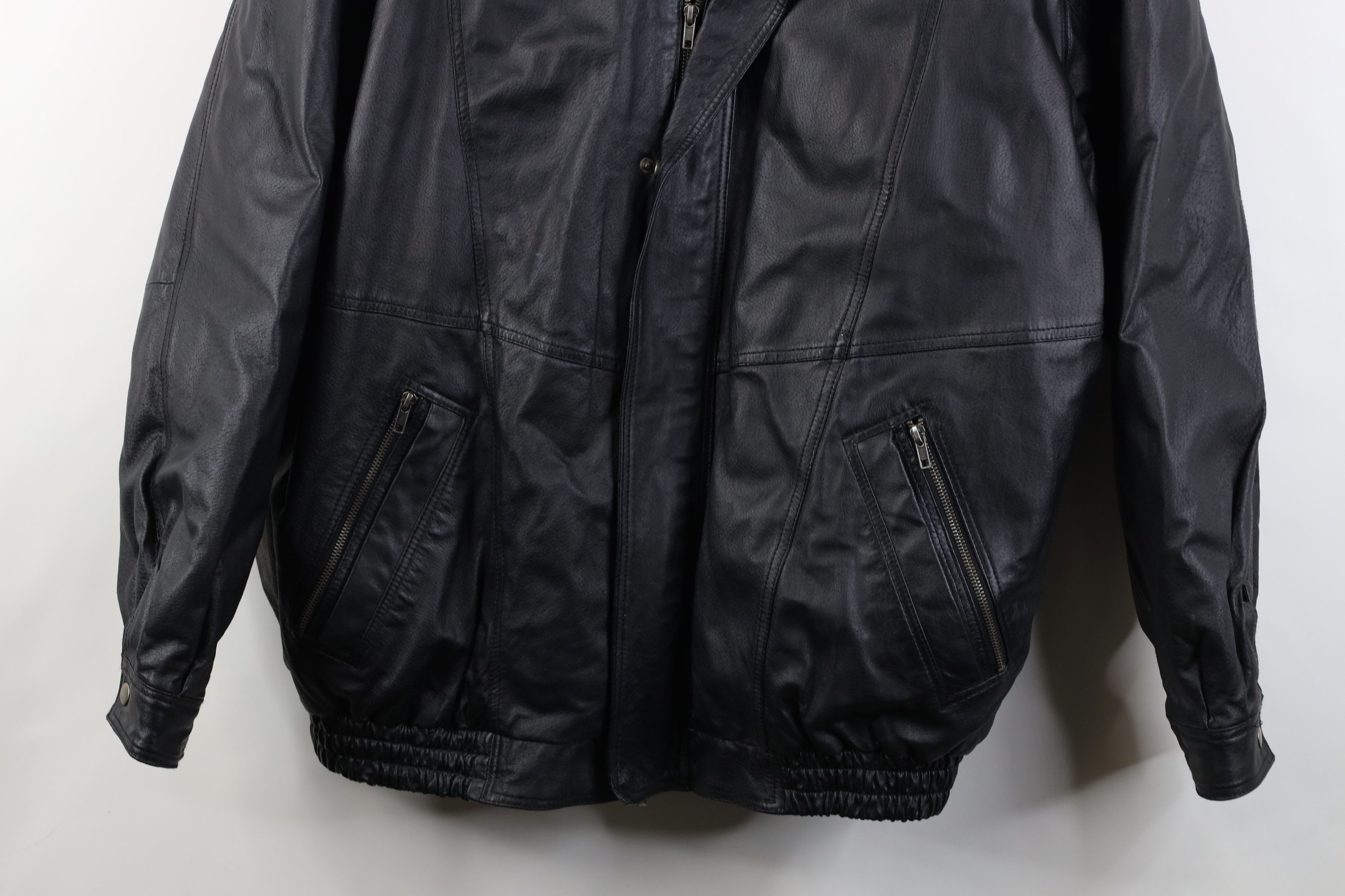 Vintage Vintage 90s Streetwear Leather Full Zip Bomber Jacket Black Size US XXL / EU 58 / 5 - 3 Thumbnail