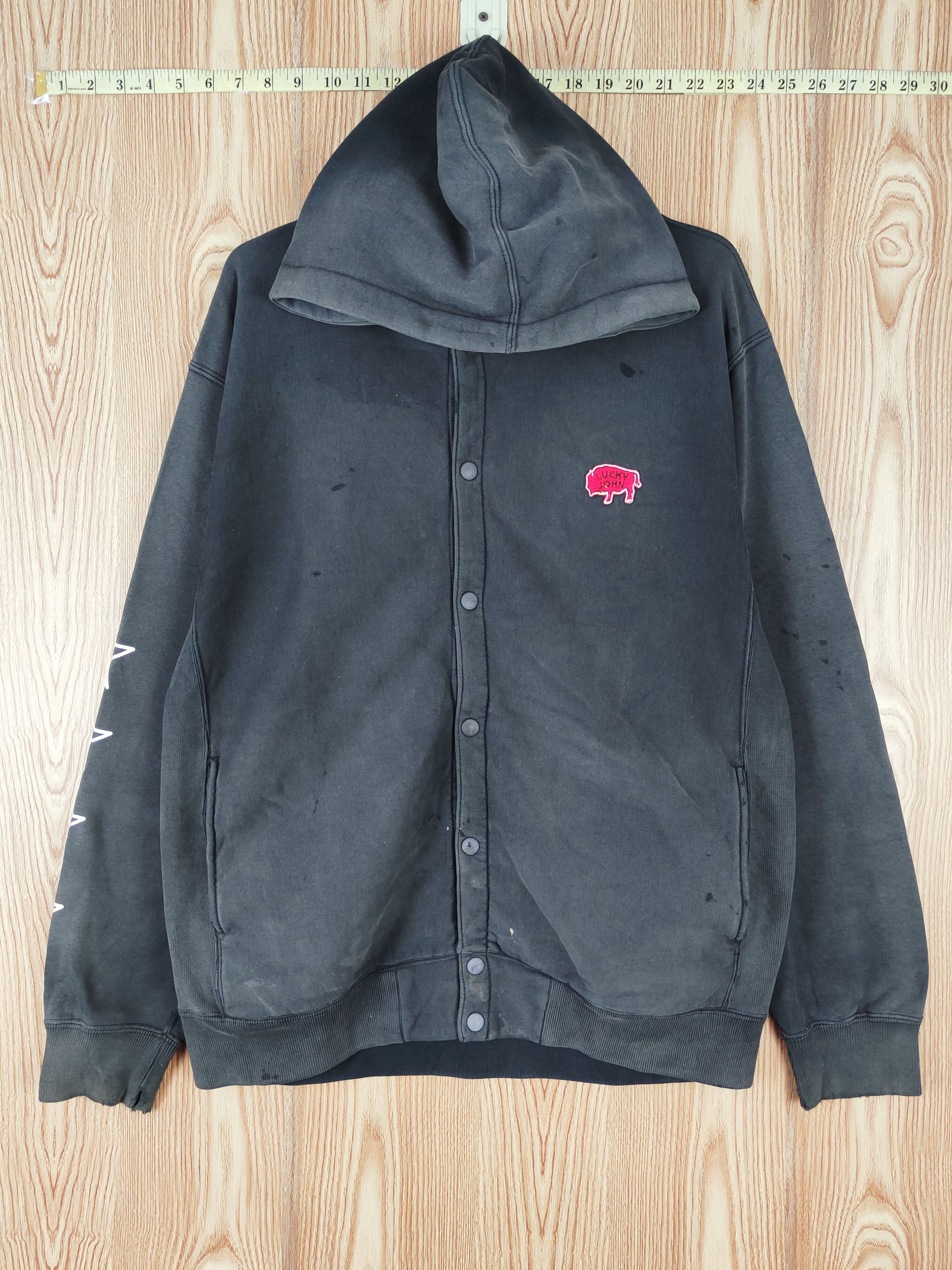 Japanese Brand × Vintage Japanese Brand Black Faded Lucky John Hoodie Sweaters Size US L / EU 52-54 / 3 - 1 Thumbnail