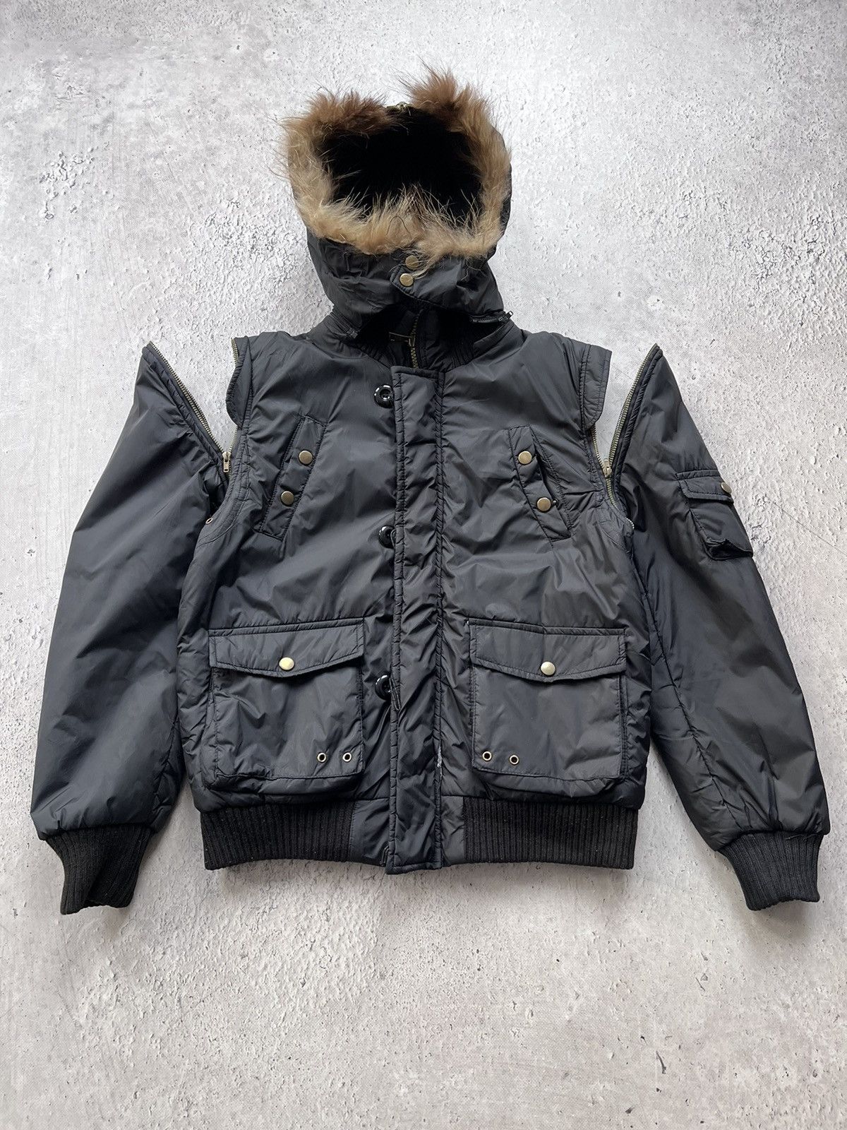 2000s Japanese Punk Grunge Fur HODED Jacket opium style