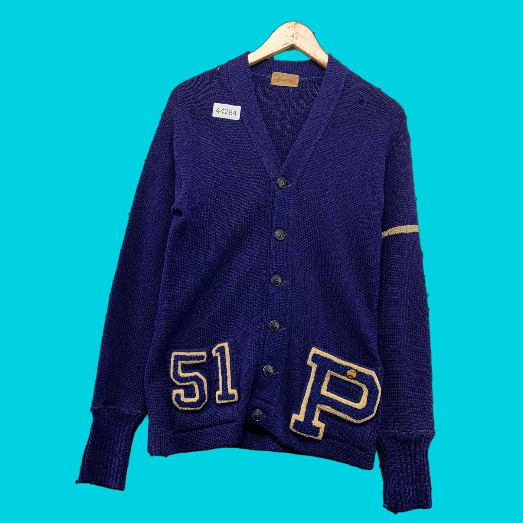 Vintage VINTAGE Lincolnit Cardigan Wool Knit Button Mens Blue 50s Wool Knit Cardigan M Vintage 1951 Size US M / EU 48-50 / 2 - 1 Thumbnail
