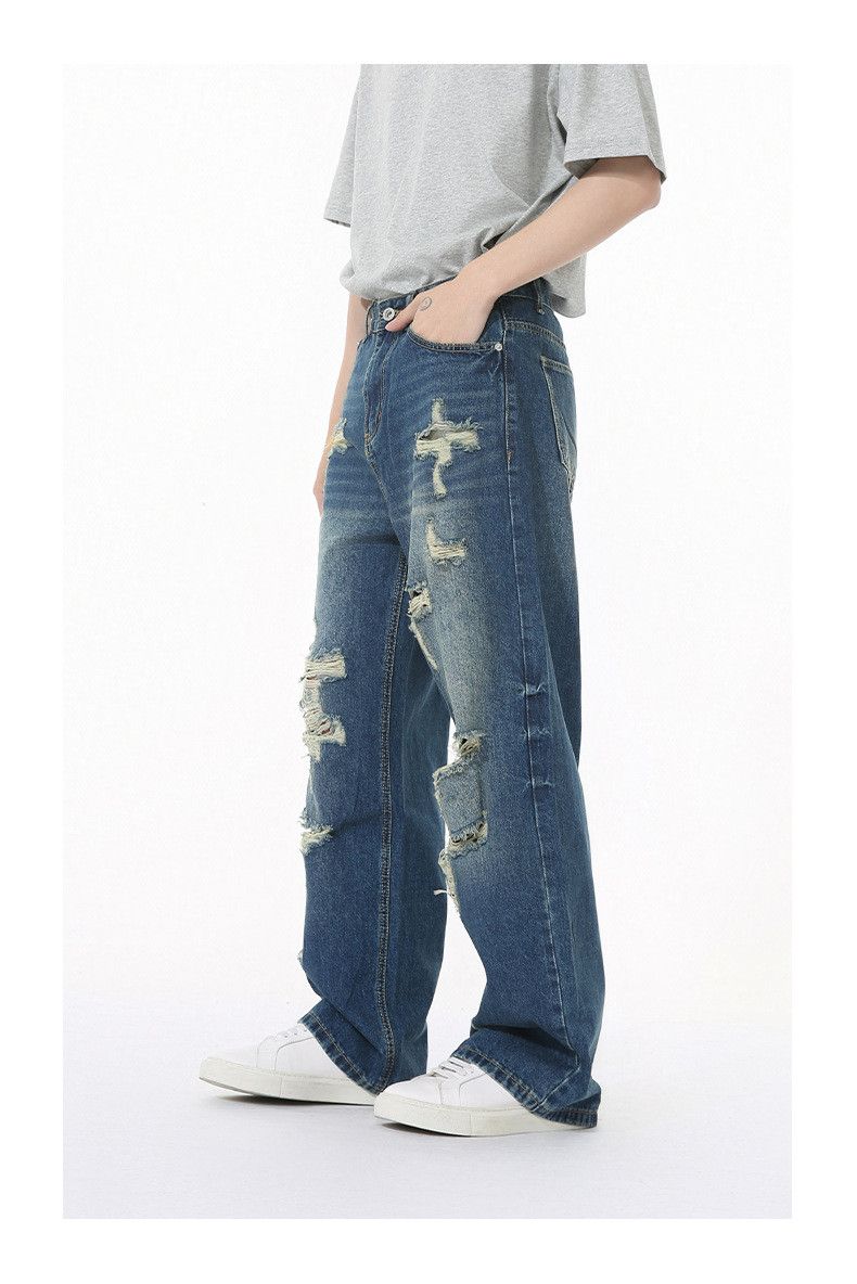 Vintage Men's distressed heavy-duty street straightripped jeans Size US 32 / EU 48 - 3 Thumbnail