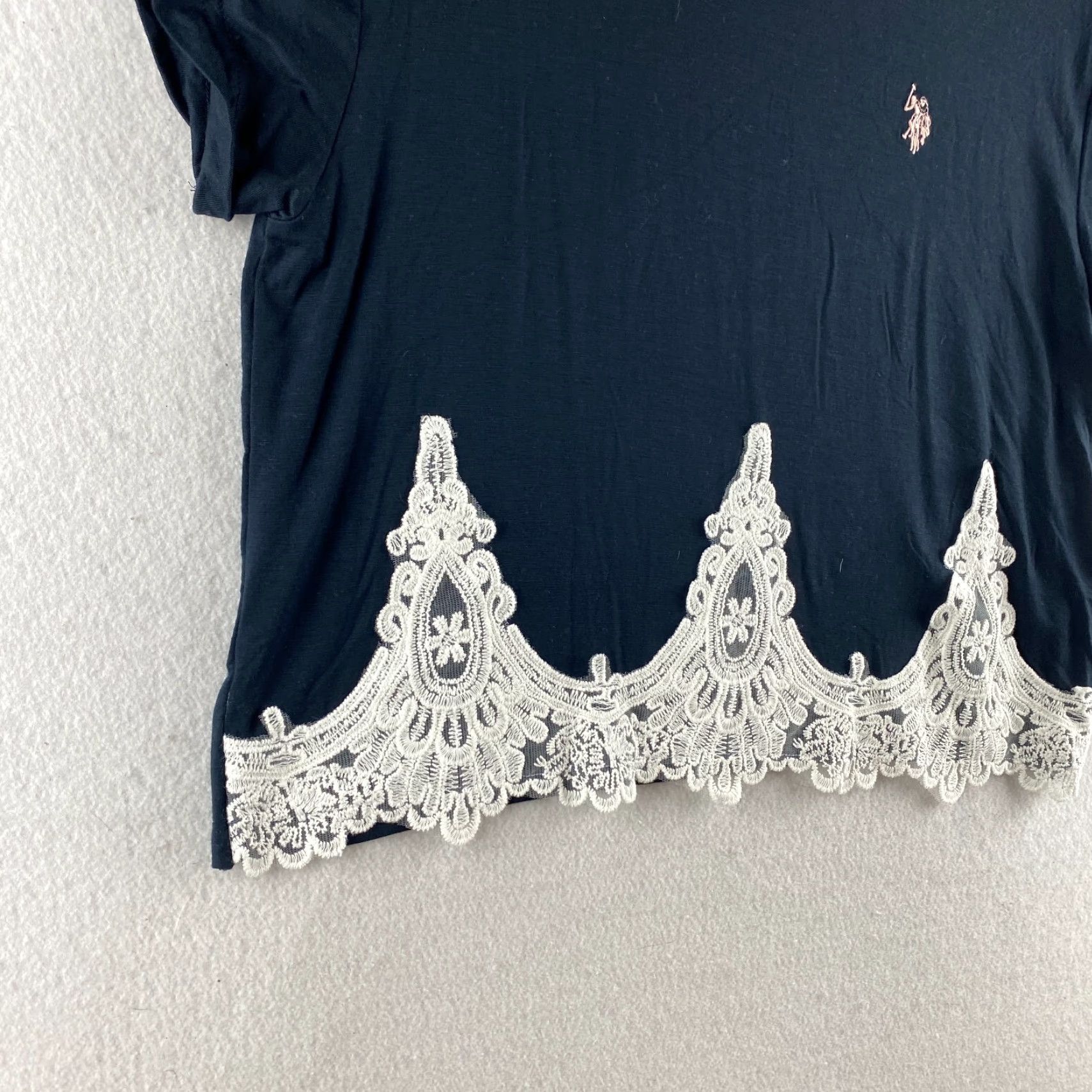 Vintage US Polo Assn Shirt Womens M Blue Crochet Embroidered Cropped Cap Sleeve Shirt Size M / US 6-8 / IT 42-44 - 5 Thumbnail