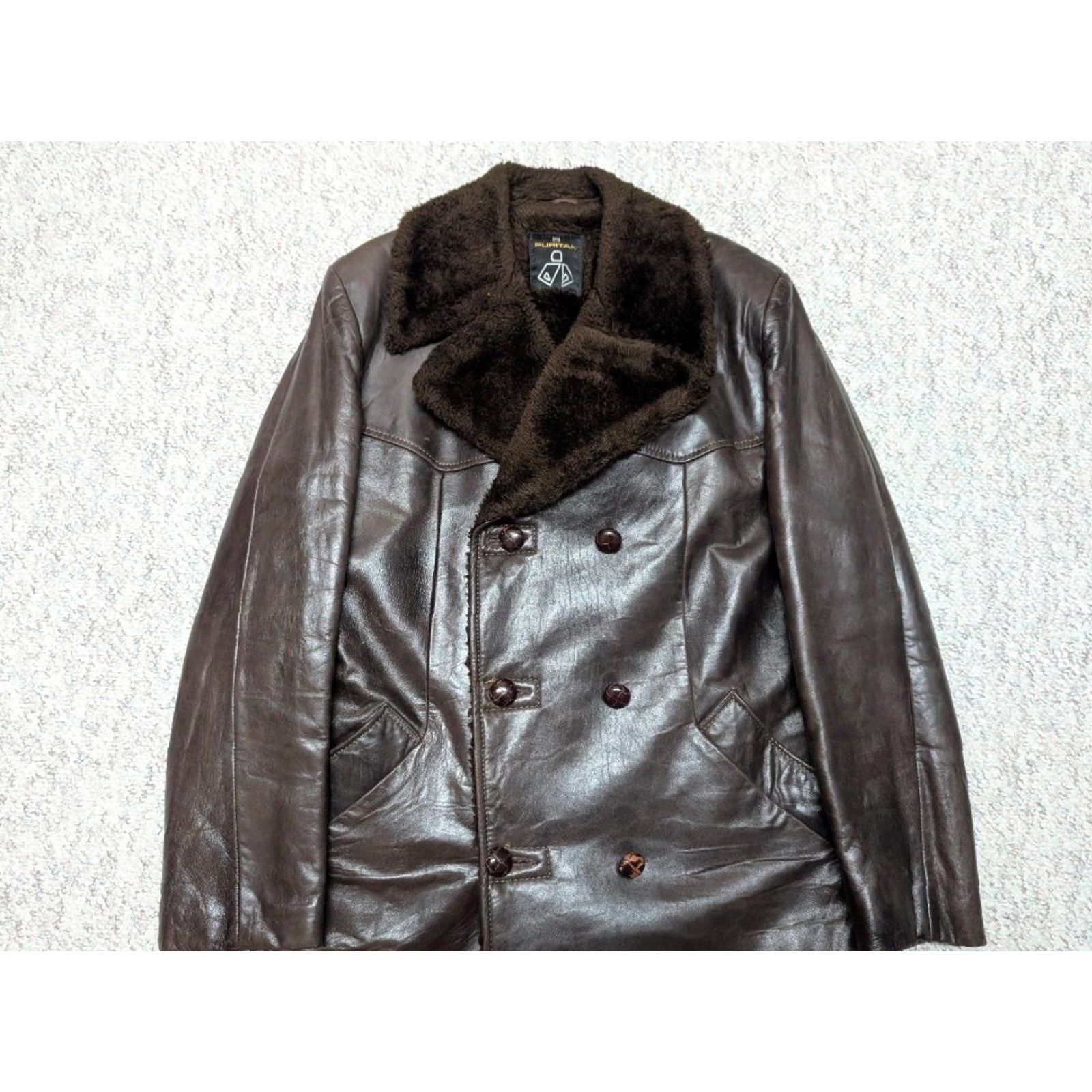 Doublet VINTAGE Puritan leather coat Men Chest 40 M Glove Leather Lambskin like brown pea coat faux mouton collar 40 in 22.5" 21" 23" 37" 18.5" 26" Mens Size ONE SIZE - 6 Thumbnail