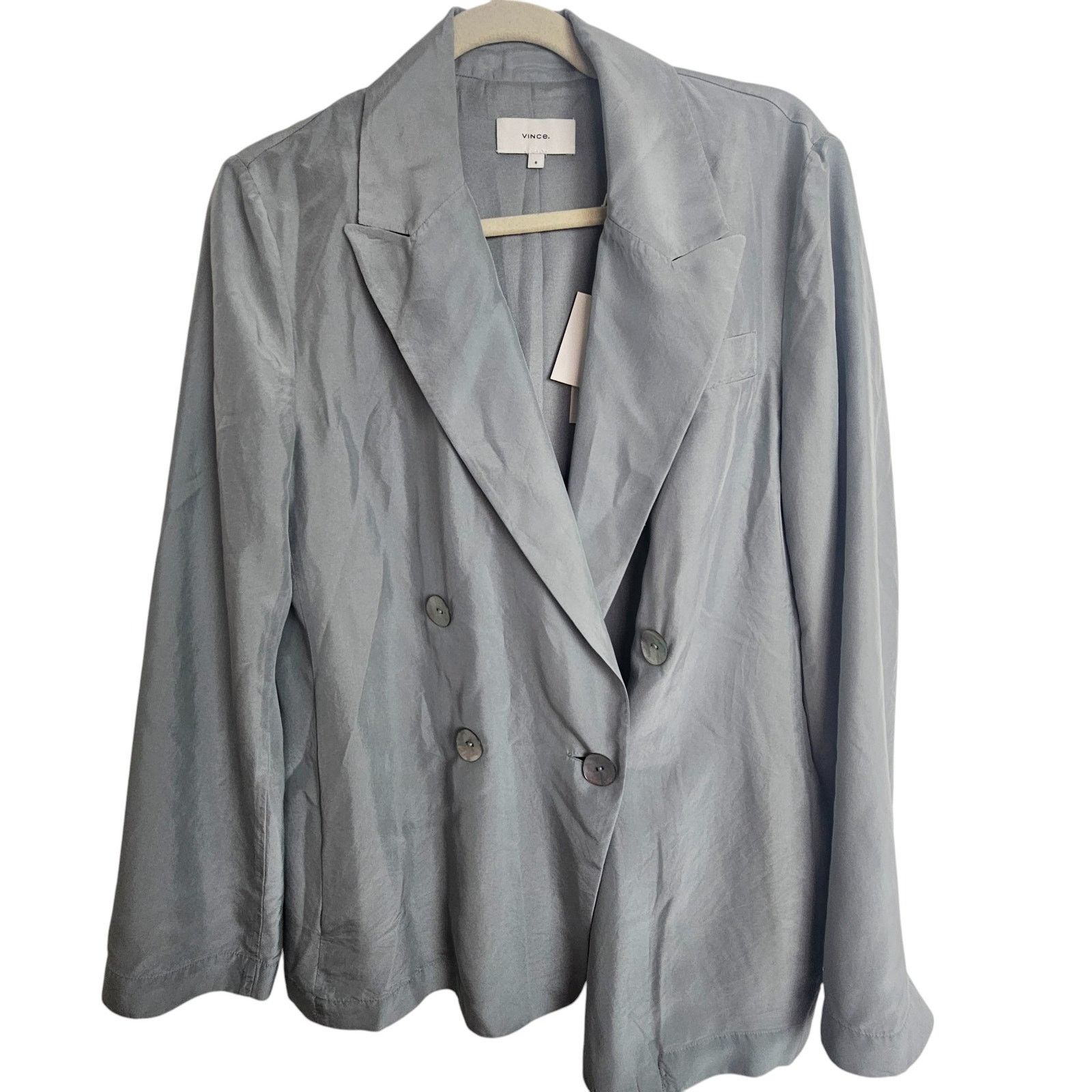 Vince Vince Womens Silk Blazer Double Breasted Size 8 Quiet Luxury Size M / US 6-8 / IT 42-44 - 2 Thumbnail