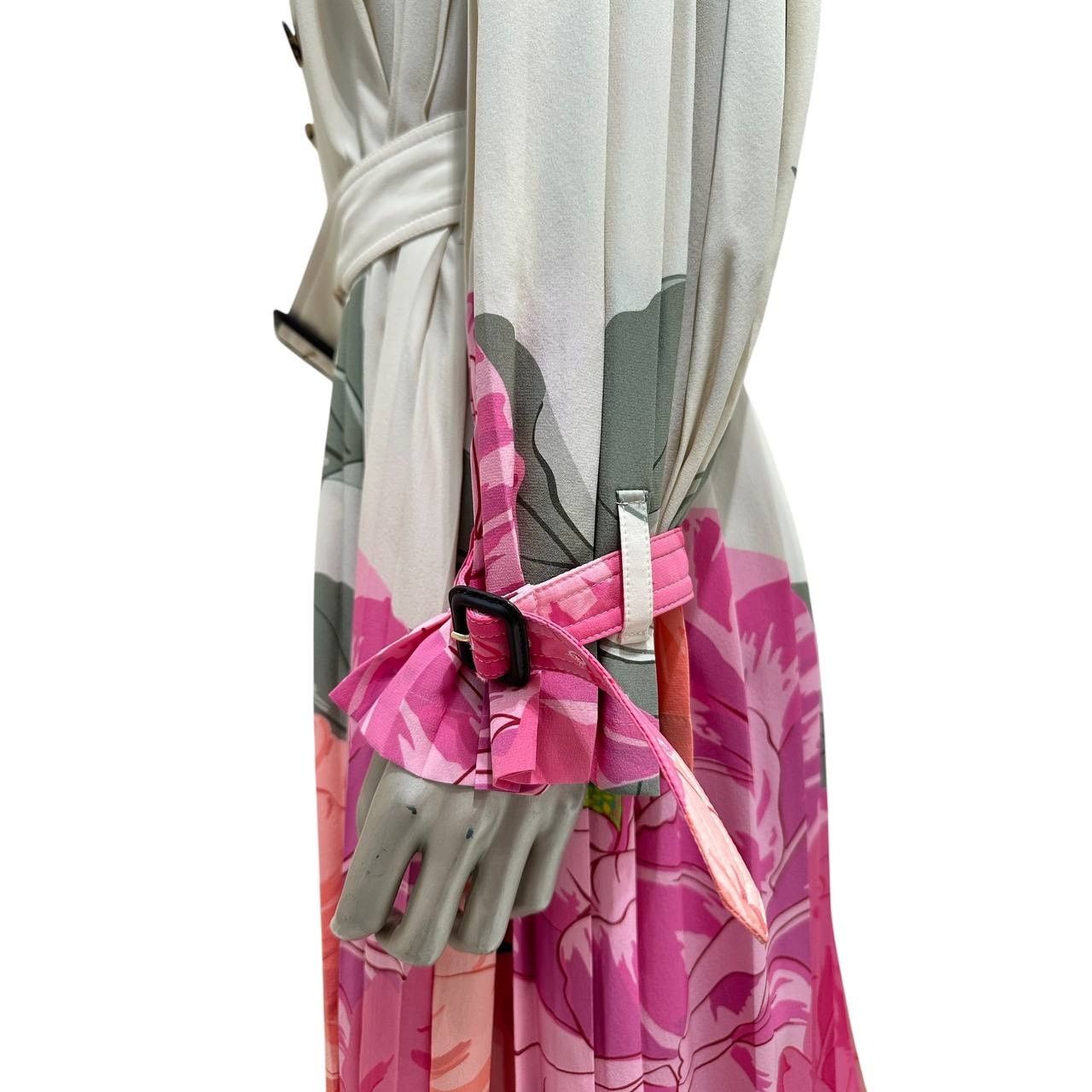 Valentino Valentino Camellia Silk Avorio Fuchsia Trench Coat Sz.42 Size M / US 6-8 / IT 42-44 - 6 Thumbnail