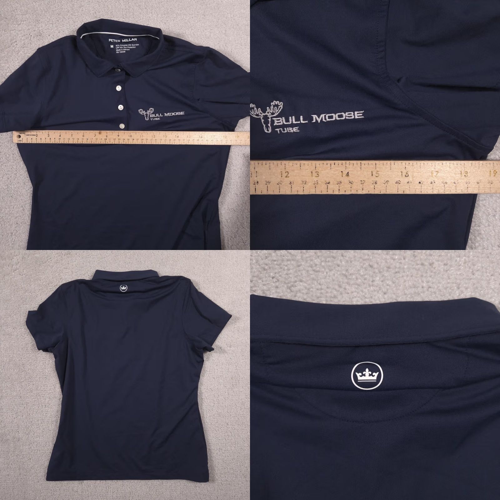 Peter Millar Peter Millar Polo Shirt Womens M Blue Solid Golf Short Sleeve Embroidered Bull Moose Tube Crown Logo Size M / US 6-8 / IT 42-44 - 8 Thumbnail