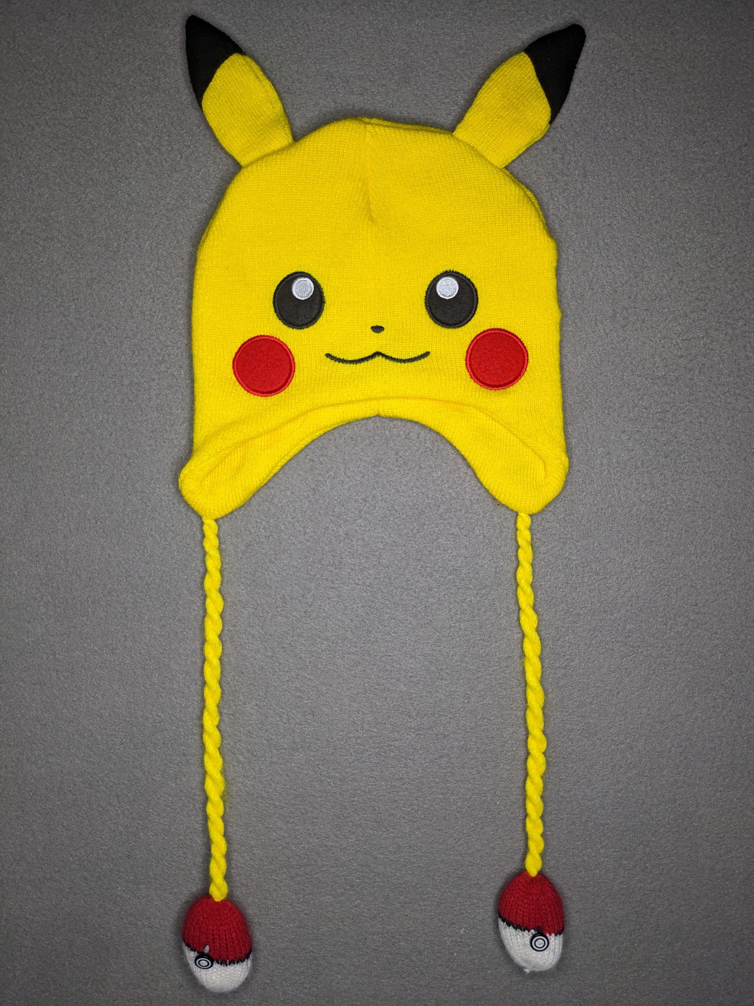Pokemon Pokemon Pikachu Beanie Laplander Hat Ears Pokeball Tassles Size ONE SIZE - 1 Thumbnail