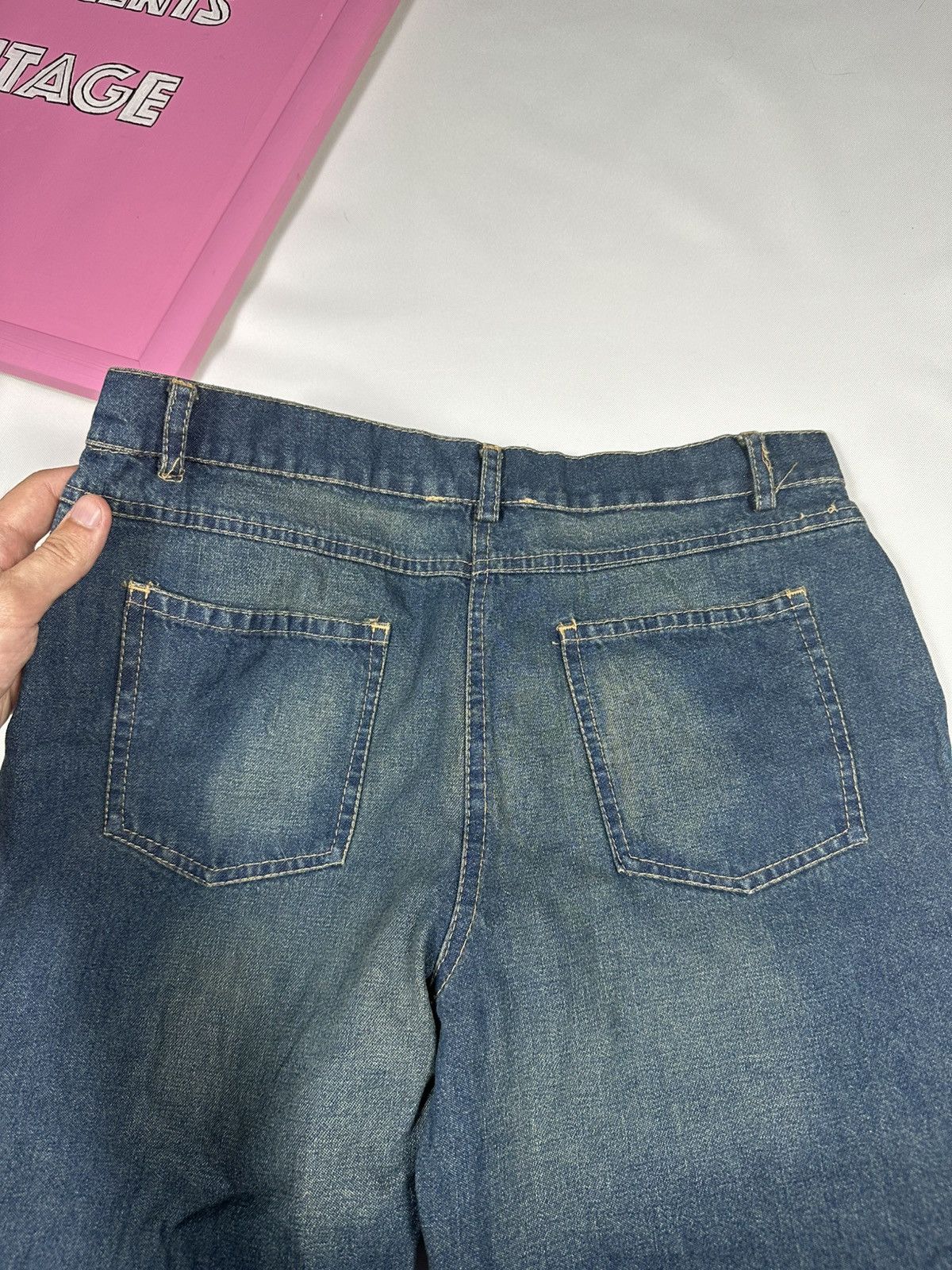 Vintage Parisport Y2k Vintage Distressed Star Straight Flared Jeans Size 28" / US 6 / IT 42 - 17 Thumbnail