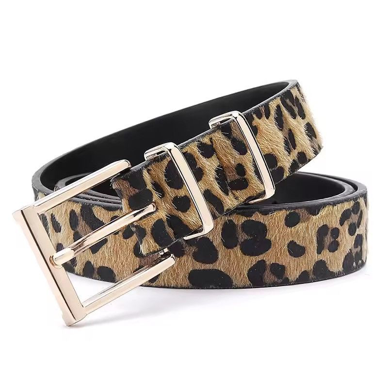 Japanese Brand Leopard Print Pony Hair Effect Belt - PU Leather Y2K 105 cm Size ONE SIZE - 1 Thumbnail