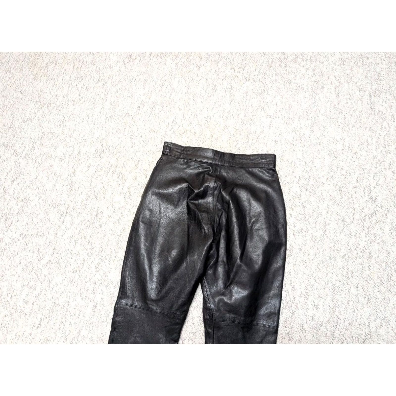 Lee VINTAGE Lee Black Leather Pants 28x26 High Rise Women's Pants 1990s Motorcycle Fashion Size 28" / US 6 / IT 42 - 7 Thumbnail