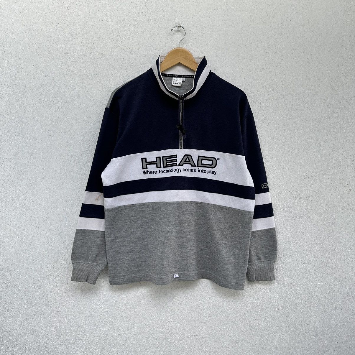 image of Vintage Head Half Zipper Sweatshirt in White, Men's (Size Medium)