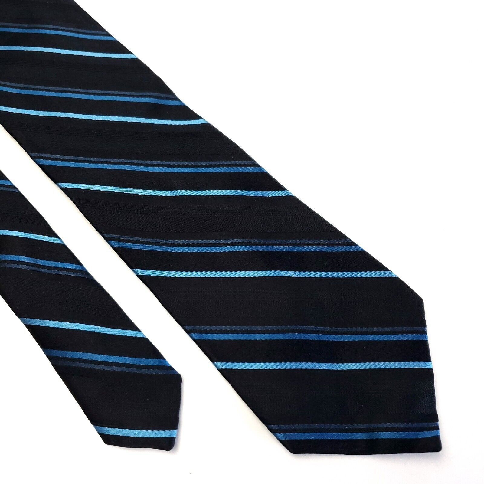 Liz Claiborne Axcess Claiborne Black Teal Striped Woven Silk Tie Size ONE SIZE - 1 Thumbnail