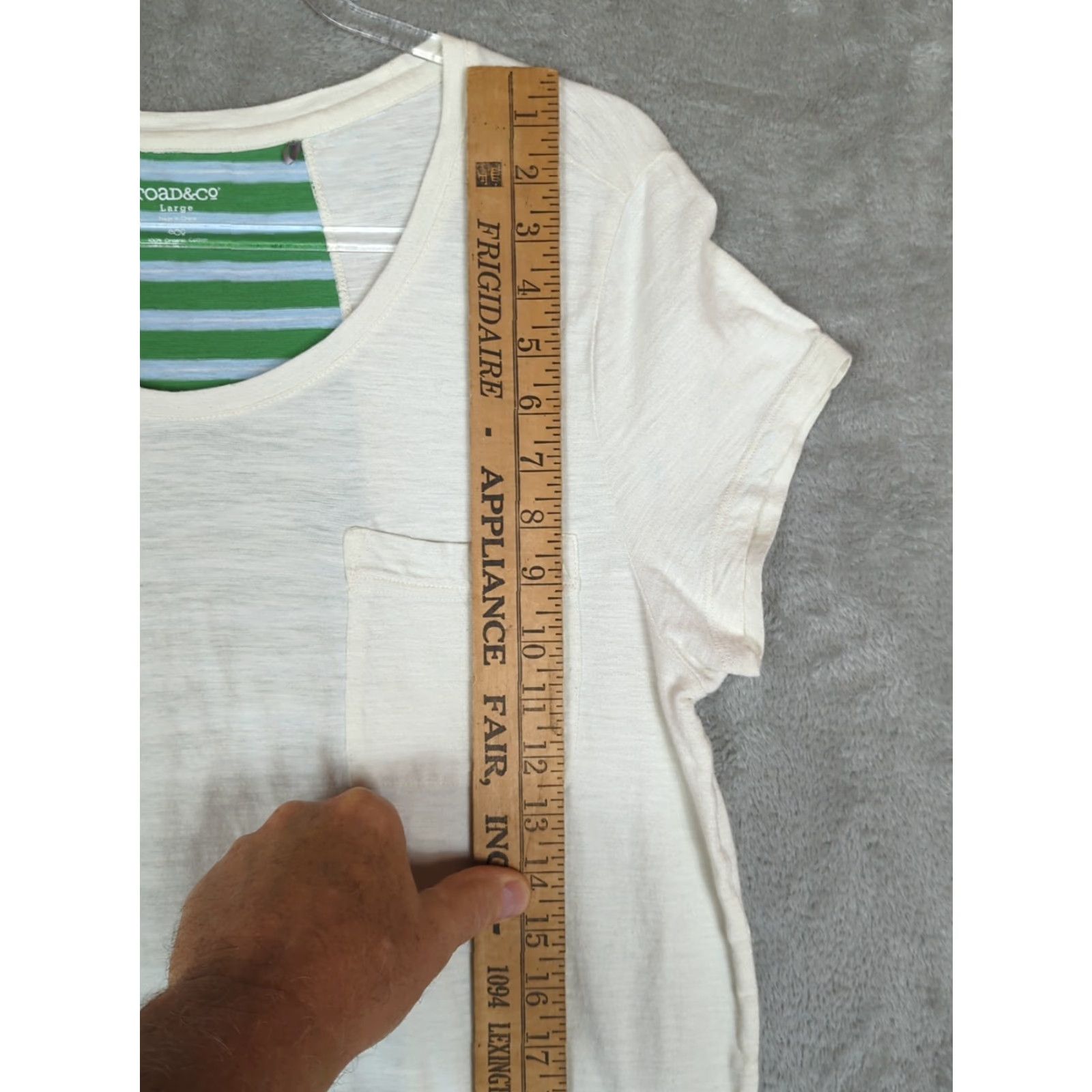 Toad&Co Toad&Co Womens L Organic Cotton Tee Shirt Short Sleeve Creamy White Pocket Striped Back Casual Comfortable Vintage: No Size L / US 10 / IT 46 - 4 Thumbnail