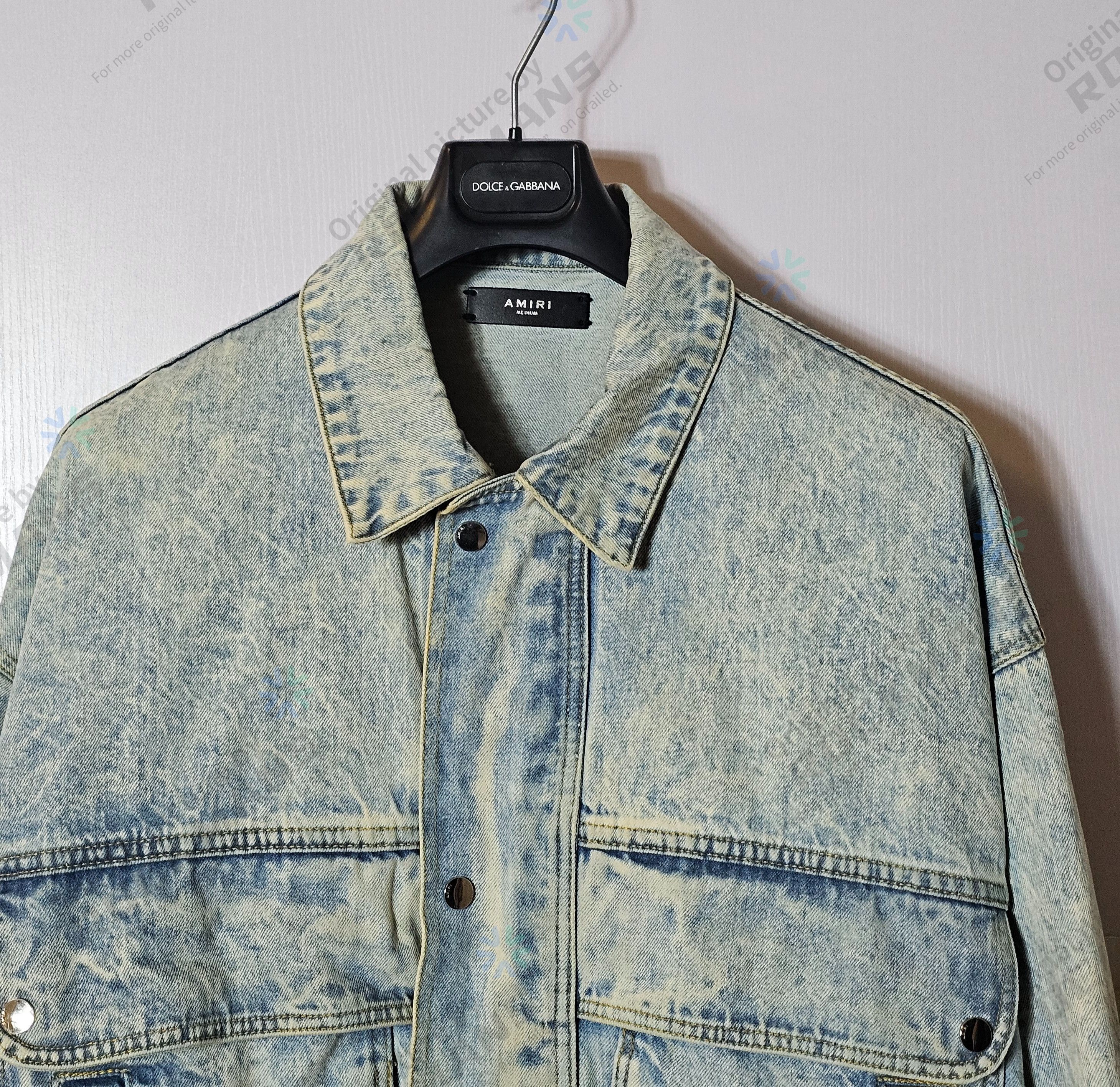 Amiri Amiri Acid Wash Denim Bomber Jacke Size M Size US M / EU 48-50 / 2 - 2 Thumbnail