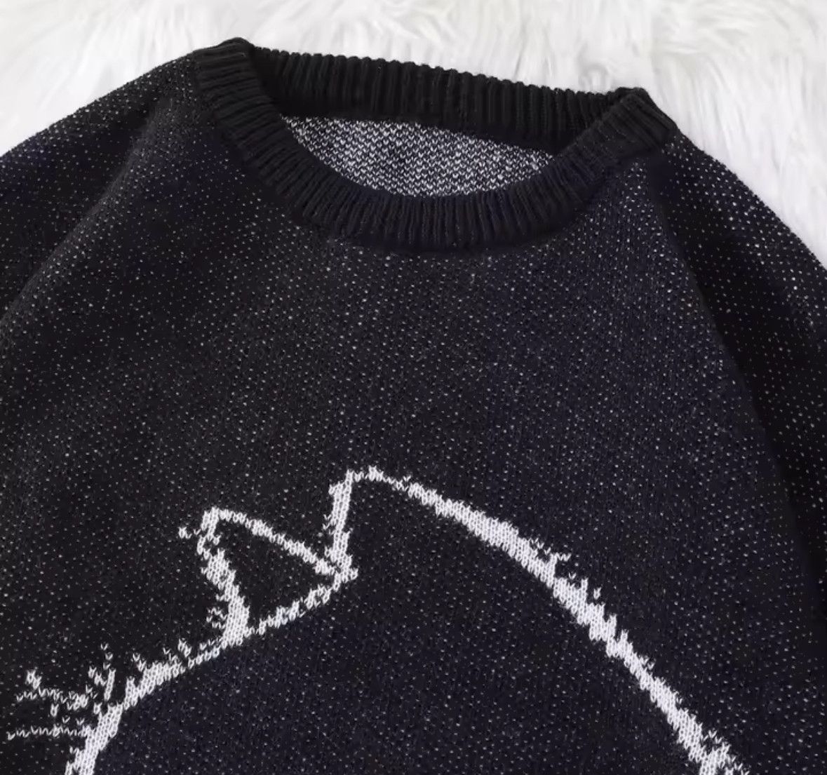 Japanese Brand Street Black Cat Pattern Sweater Jacquard Knit Sweatshirt Size US S / EU 44-46 / 1 - 3 Thumbnail