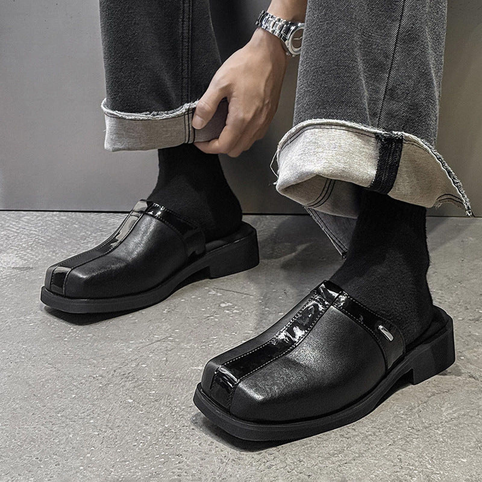 Leather Square-Toe Mule Loafer | Black Premium Size US 8 / EU 41 - 4 Thumbnail