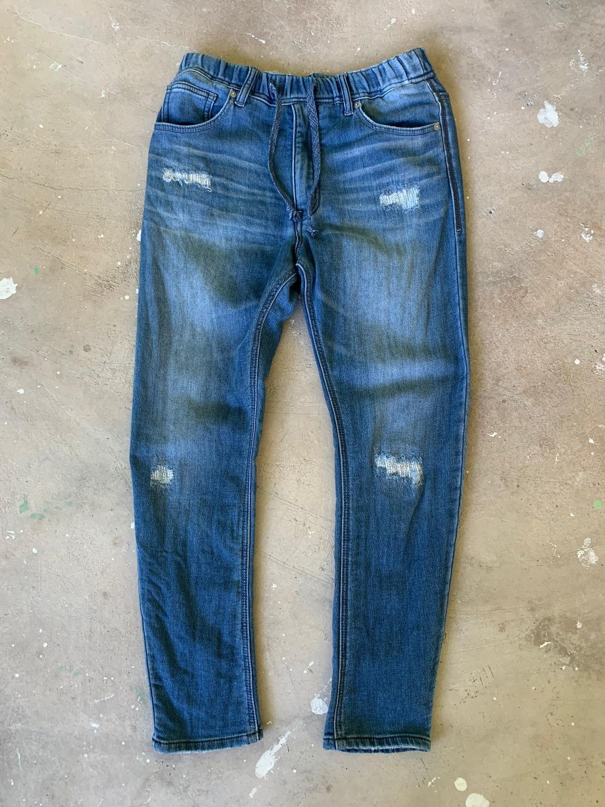 MOUSSY AZUL by Moussy Distressed Drawstring Denim Size US 28 / EU 44 - 1 Thumbnail