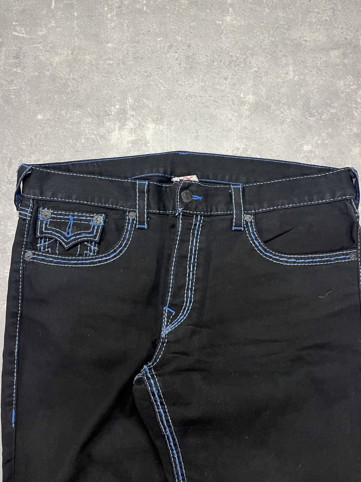 True Religion True Religion Slim Black / Blue Stitch Flaps Denim Jeans 40 Size US 40 / EU 56 - 5 Thumbnail