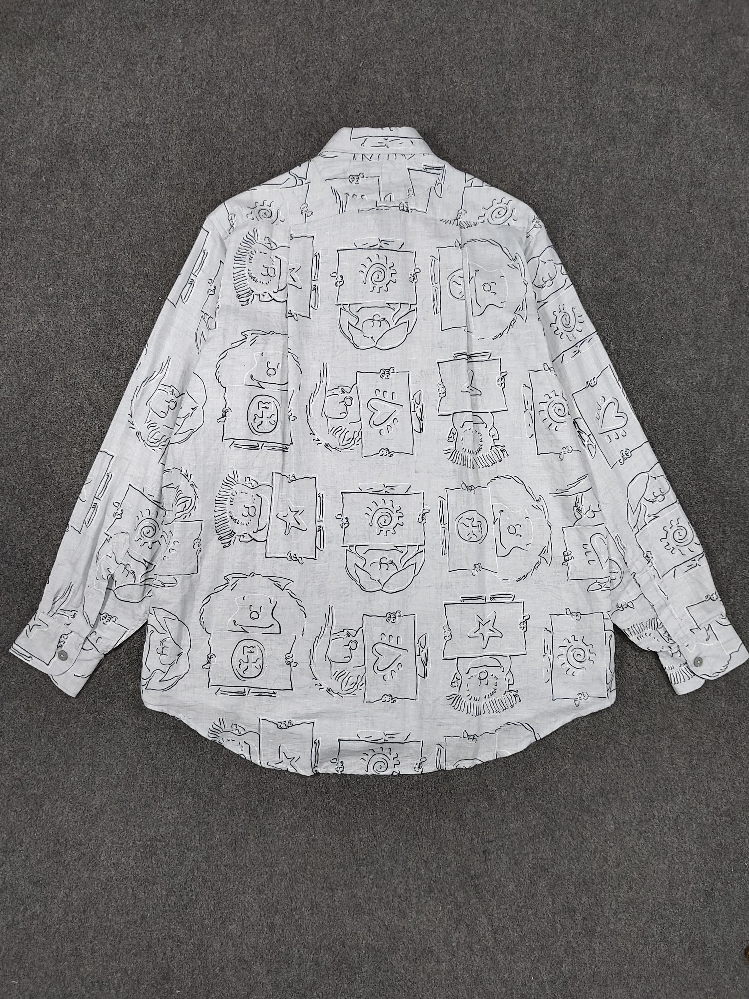 Jean Charles De Castelbajac 90s JC de Castelbajac🔥Cartoon Sketch Art Linen Shirt Size US M / EU 48-50 / 2 - 6 Thumbnail