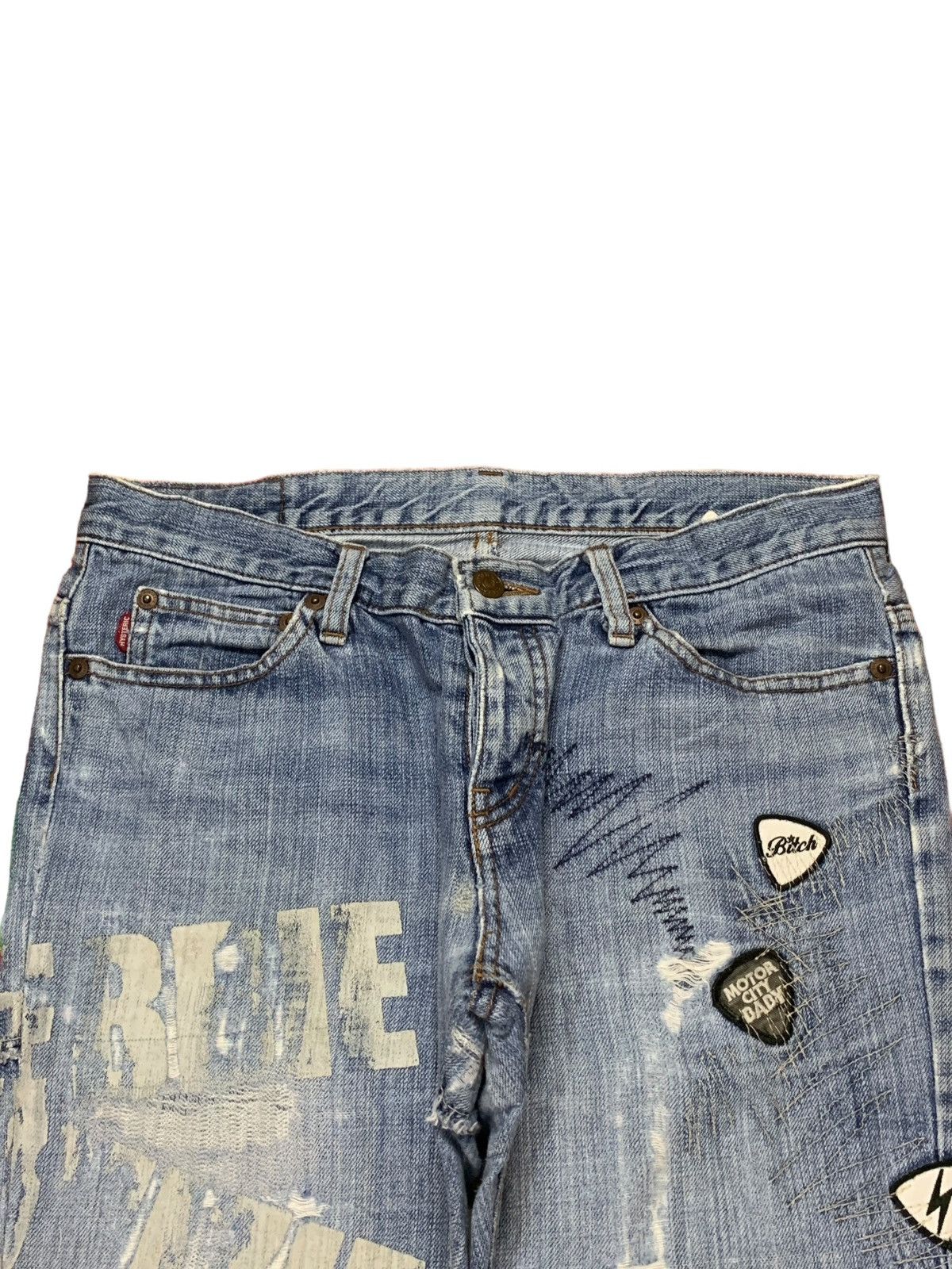 Hysteric Glamour × Japanese Brand Vintage Hysteric Kinky Blue Wash Distressed Jeans Shorts Size 31" - 4 Thumbnail