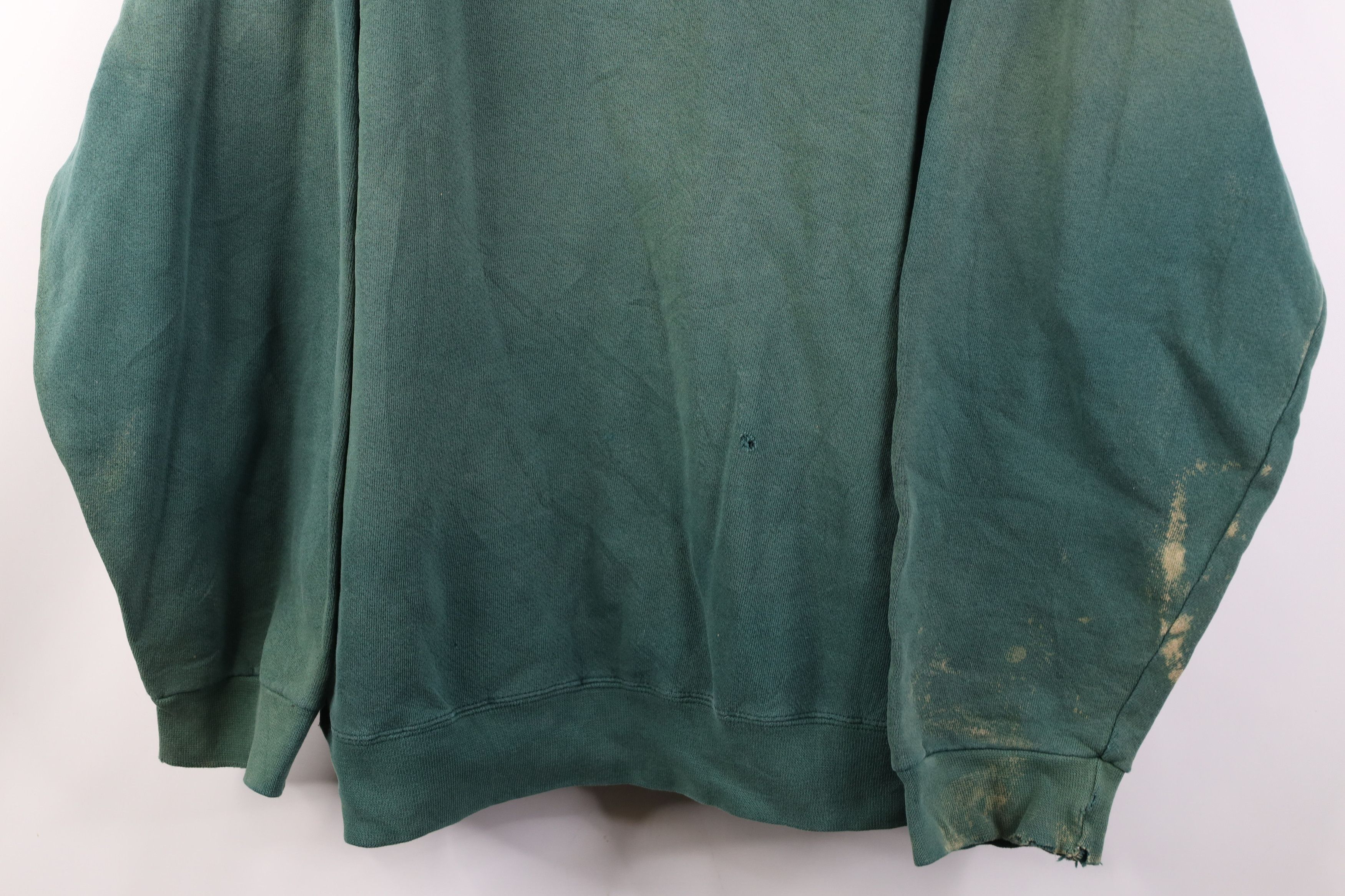 Vintage Vintage 90s Streetwear Sun Faded Crewneck Sweatshirt Green Size US XL / EU 56 / 4 - 3 Thumbnail