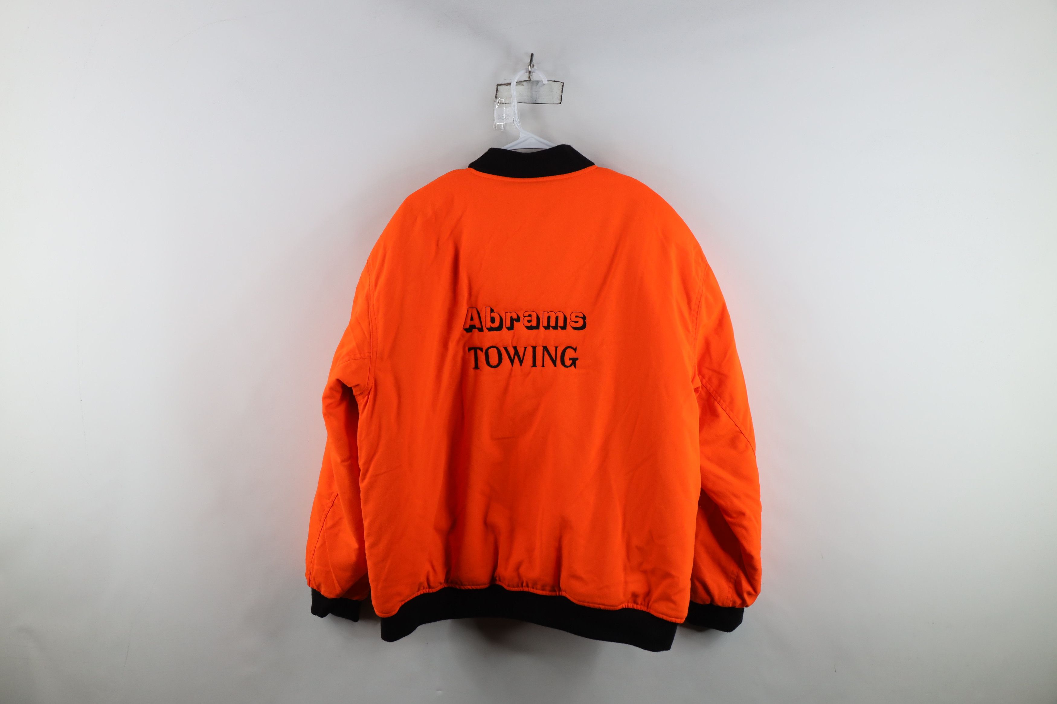 Vintage 90s Abrams Towing Quilted Bomber Jacket Blaze Orange