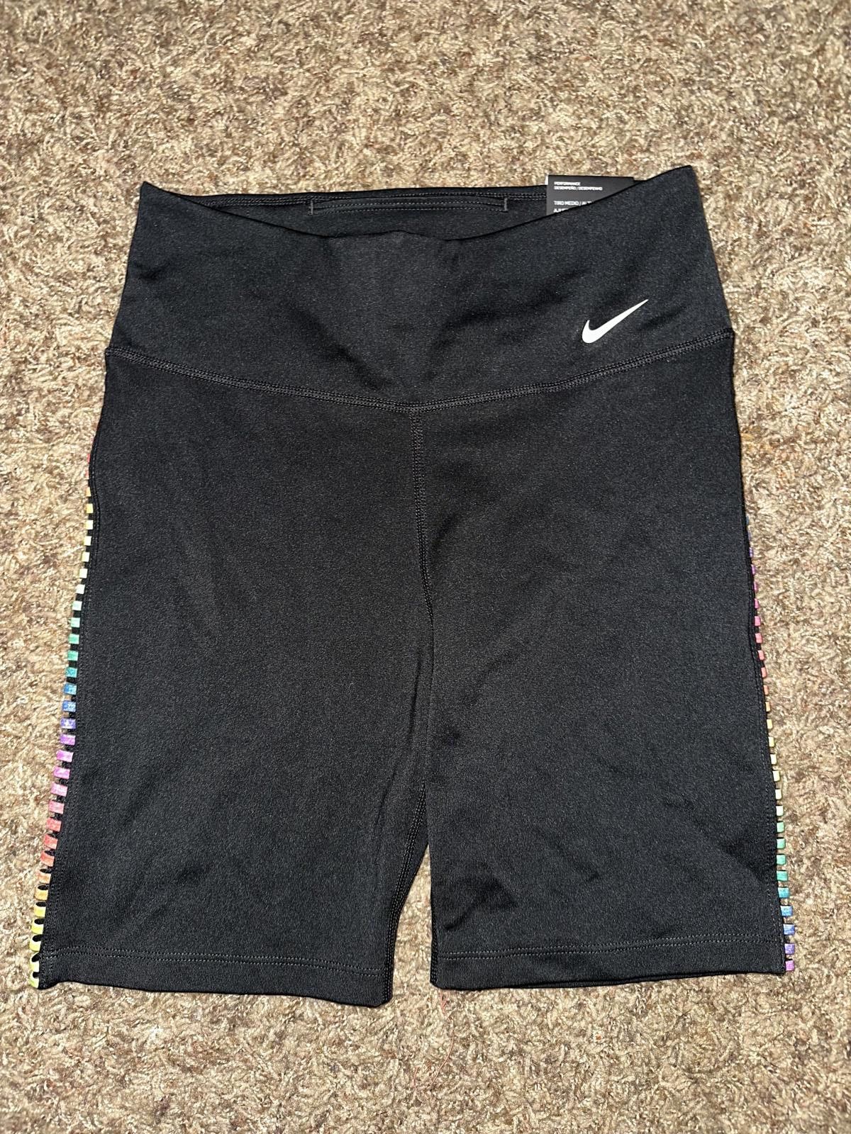 Nike Nike One Women Black/Rainbow Ladder Training Bike Shorts Size 28" / US 6 / IT 42 - 1 Thumbnail